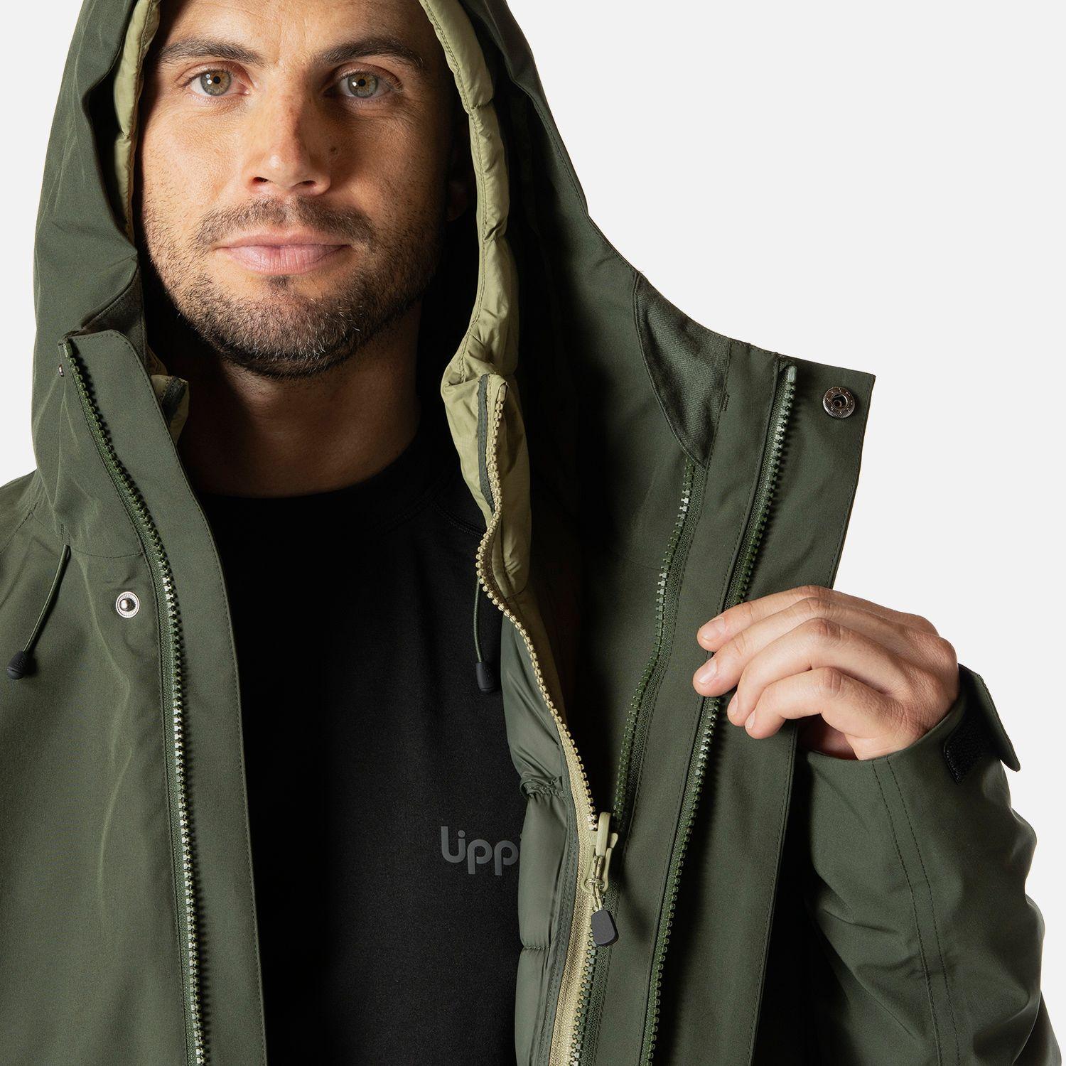 Chaqueta Hombre Hicken Fusion-3 B-Dry Hoody Jacket Verde Militar Lippi I26-7