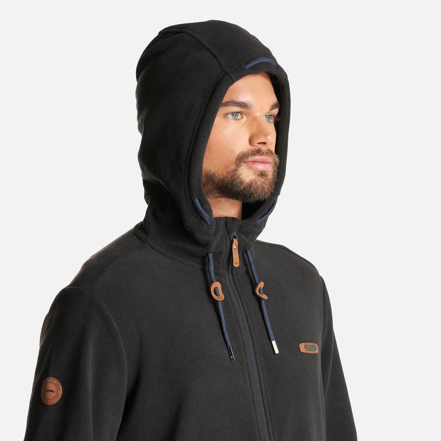 Poleron Hombre Stripes Nano-F Full Zip Hoody Negro Lippi I23-4