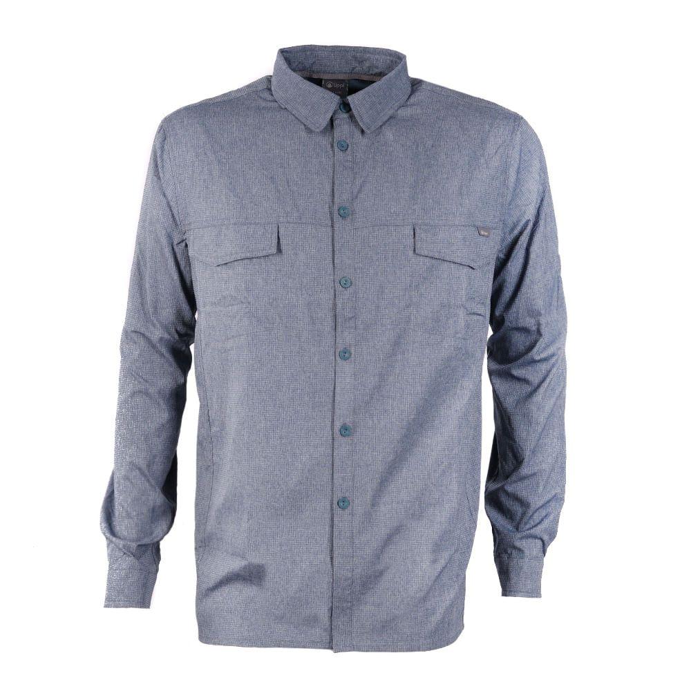 Camisa Hombre Rosselot Long Sleeve Q-Dry Shirt Melange Azul Piedra Lippi-0