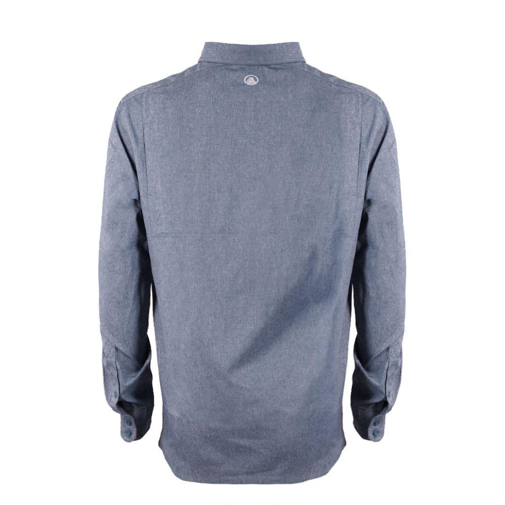 Camisa Hombre Rosselot Long Sleeve Q-Dry Shirt Melange Azul Piedra Lippi-1