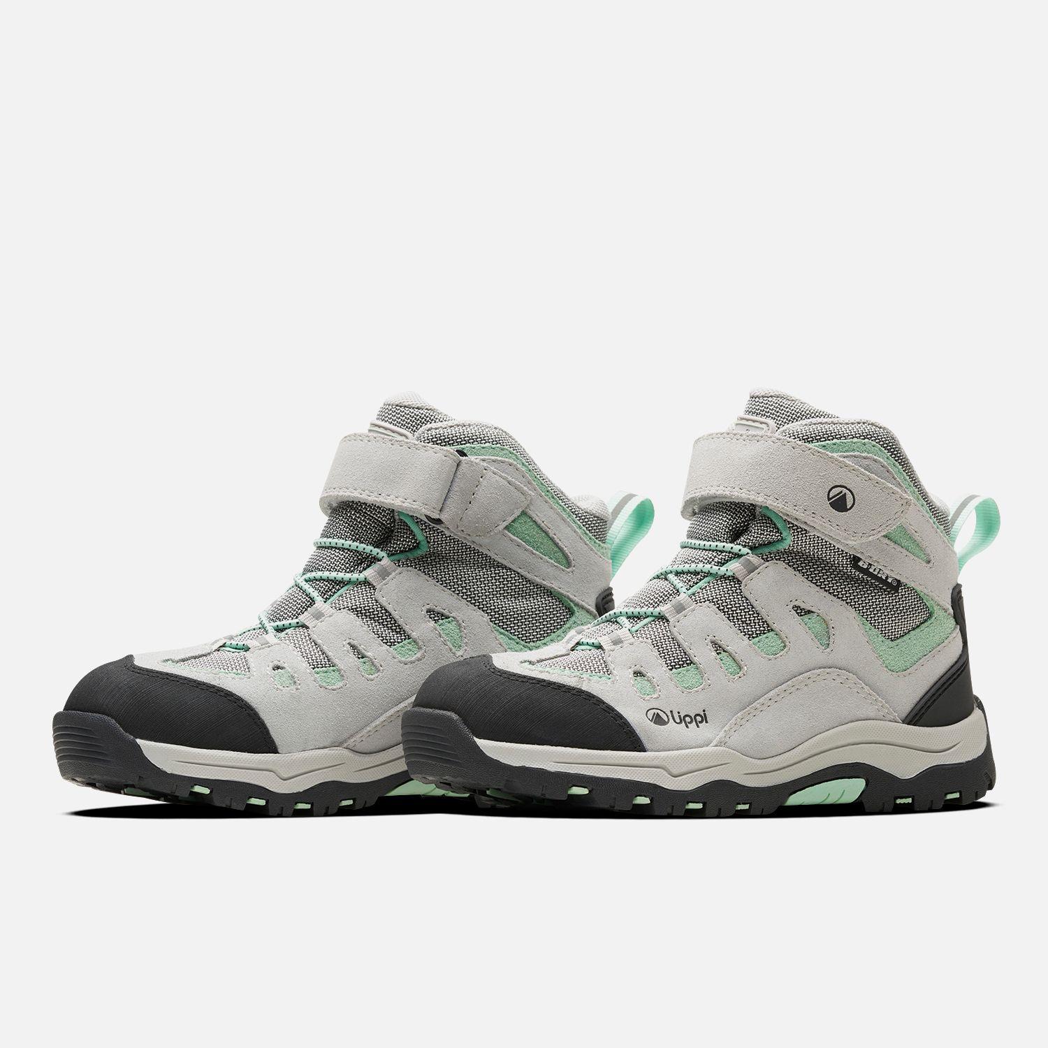 Botín Niña  Puelo CS HI Velcro Gris Claro Verde Agua Lippi-2