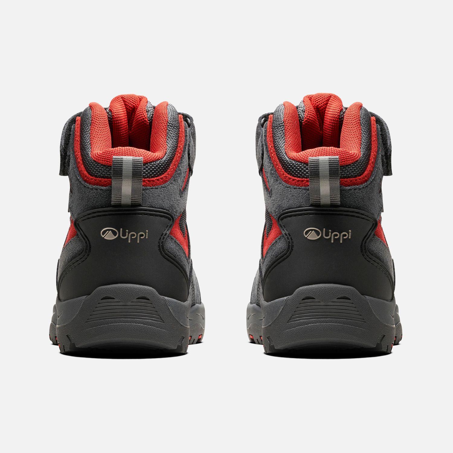 Botín Niño  Puelo CS HI Velcro Gris Medio Rojo Oscuro Lippi-4
