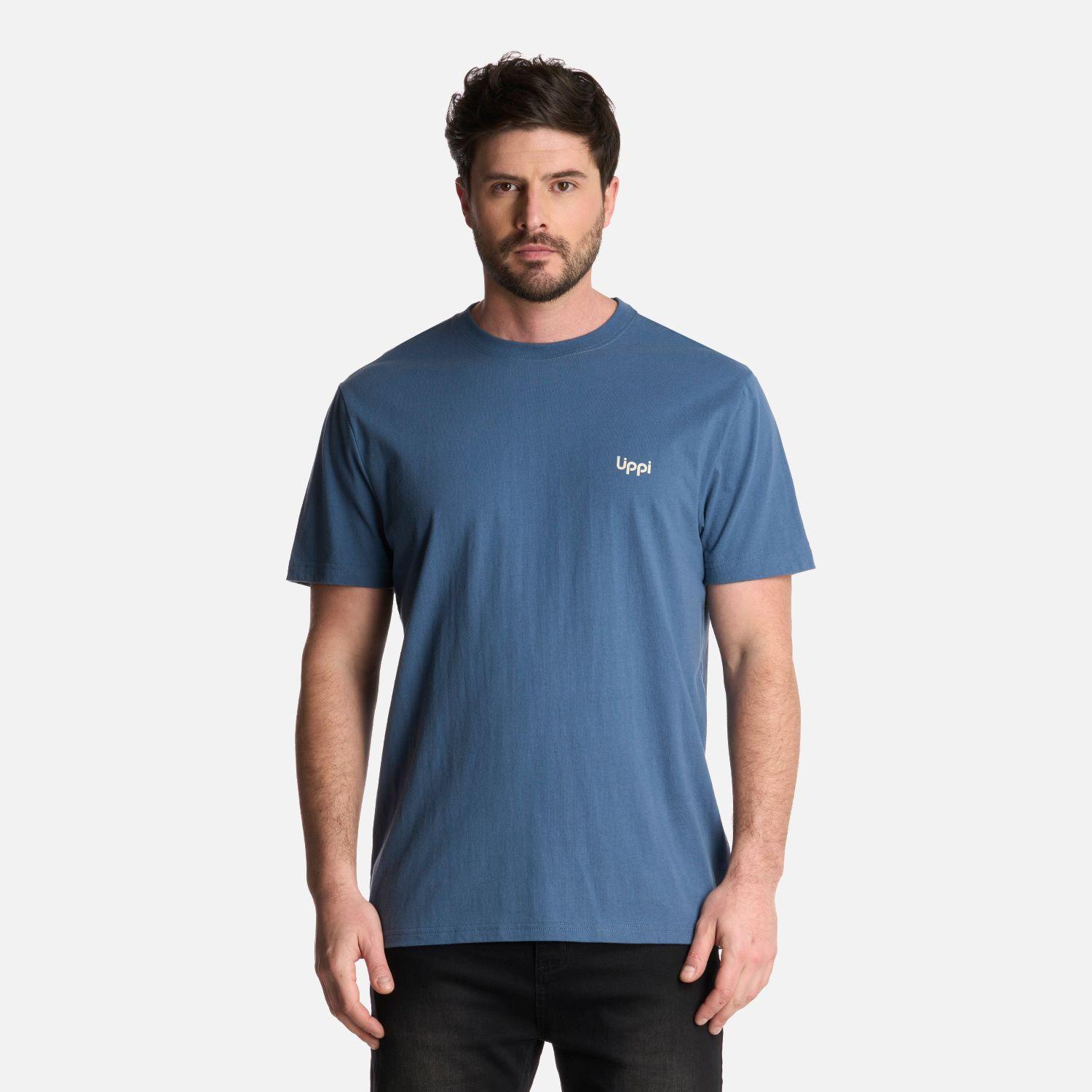 Polera Hombre Up on the Mountain T-Shirt Azul Piedra Lippi-0
