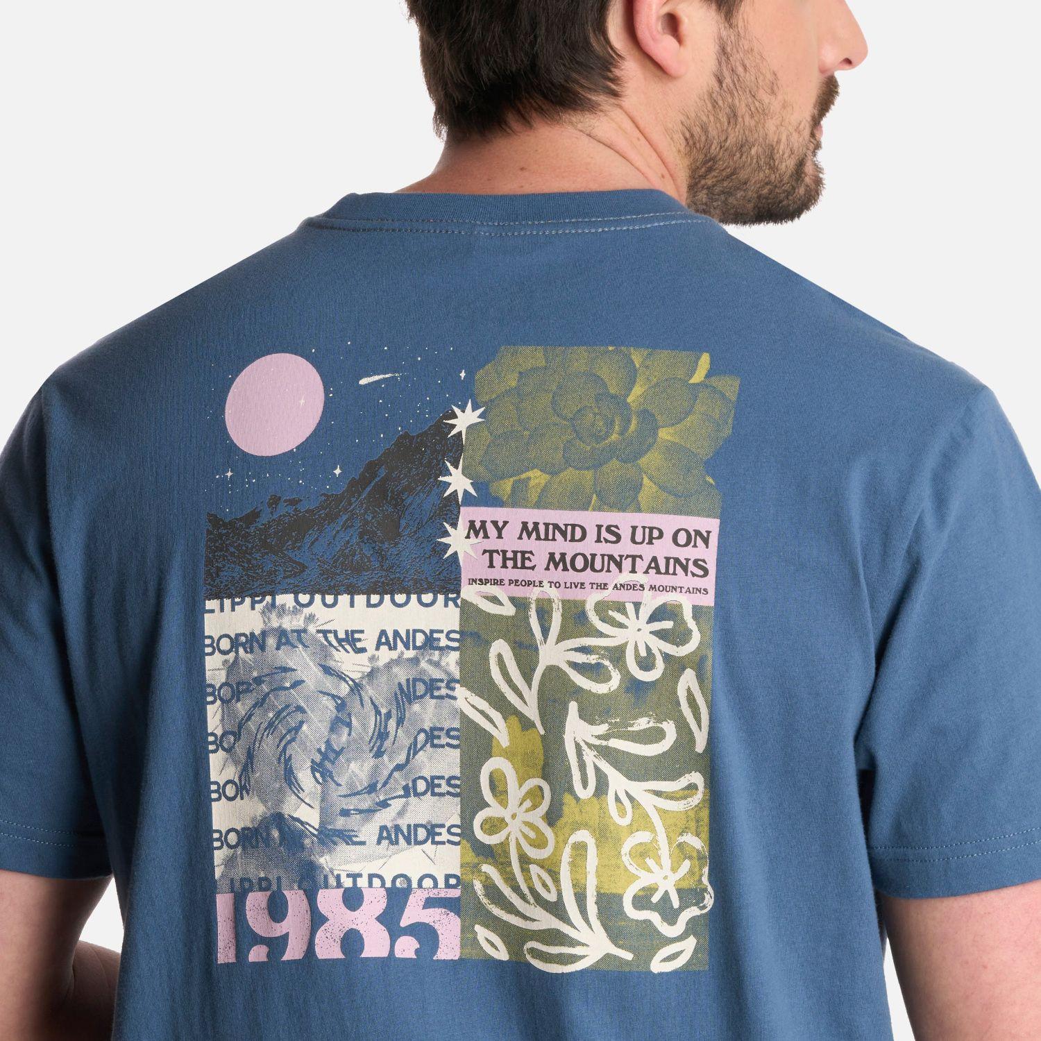 Polera Hombre Up on the Mountain T-Shirt Azul Piedra Lippi-3