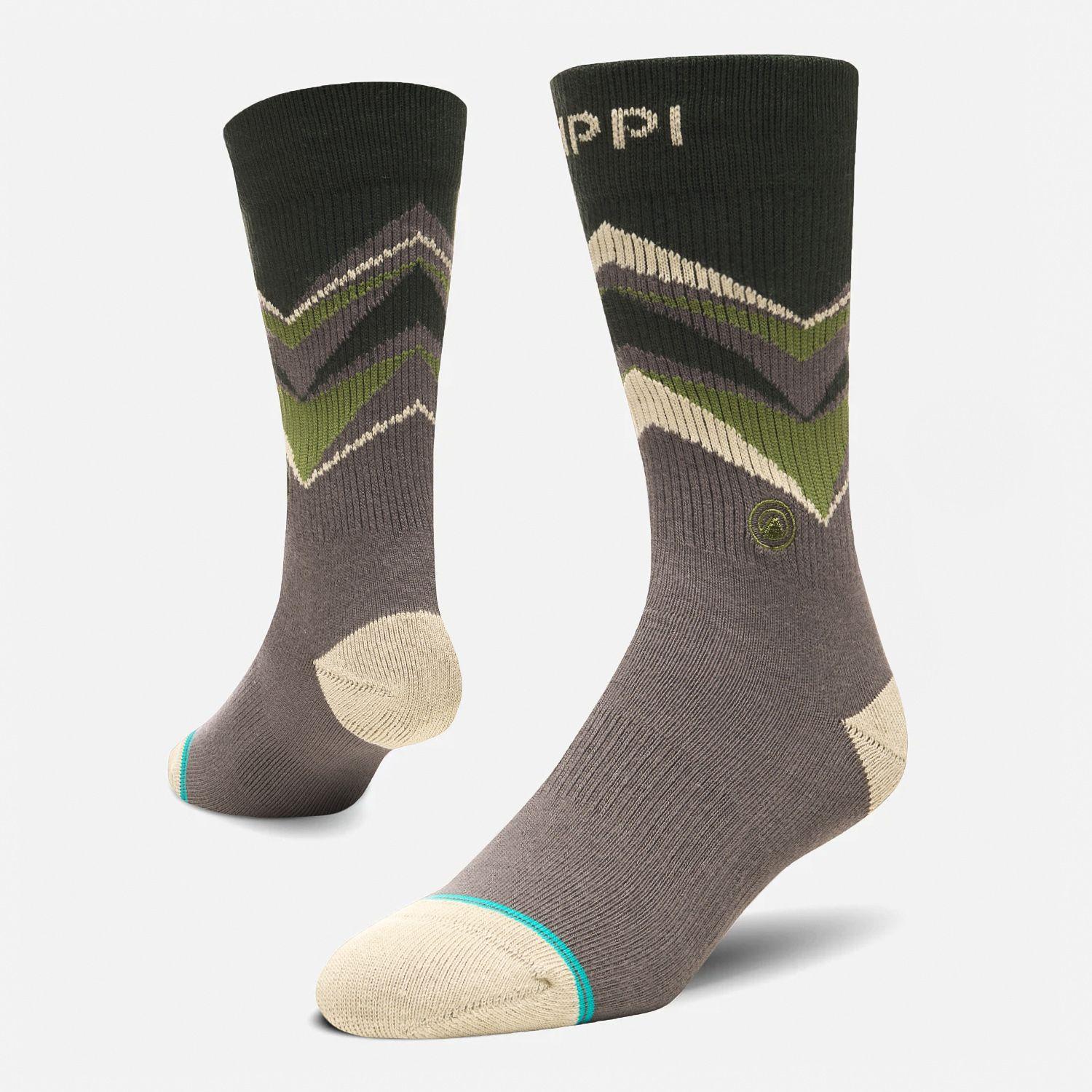 Calcetin Hombre Travel Walk Classic Socks Negro / Verde Militar Lippi-0