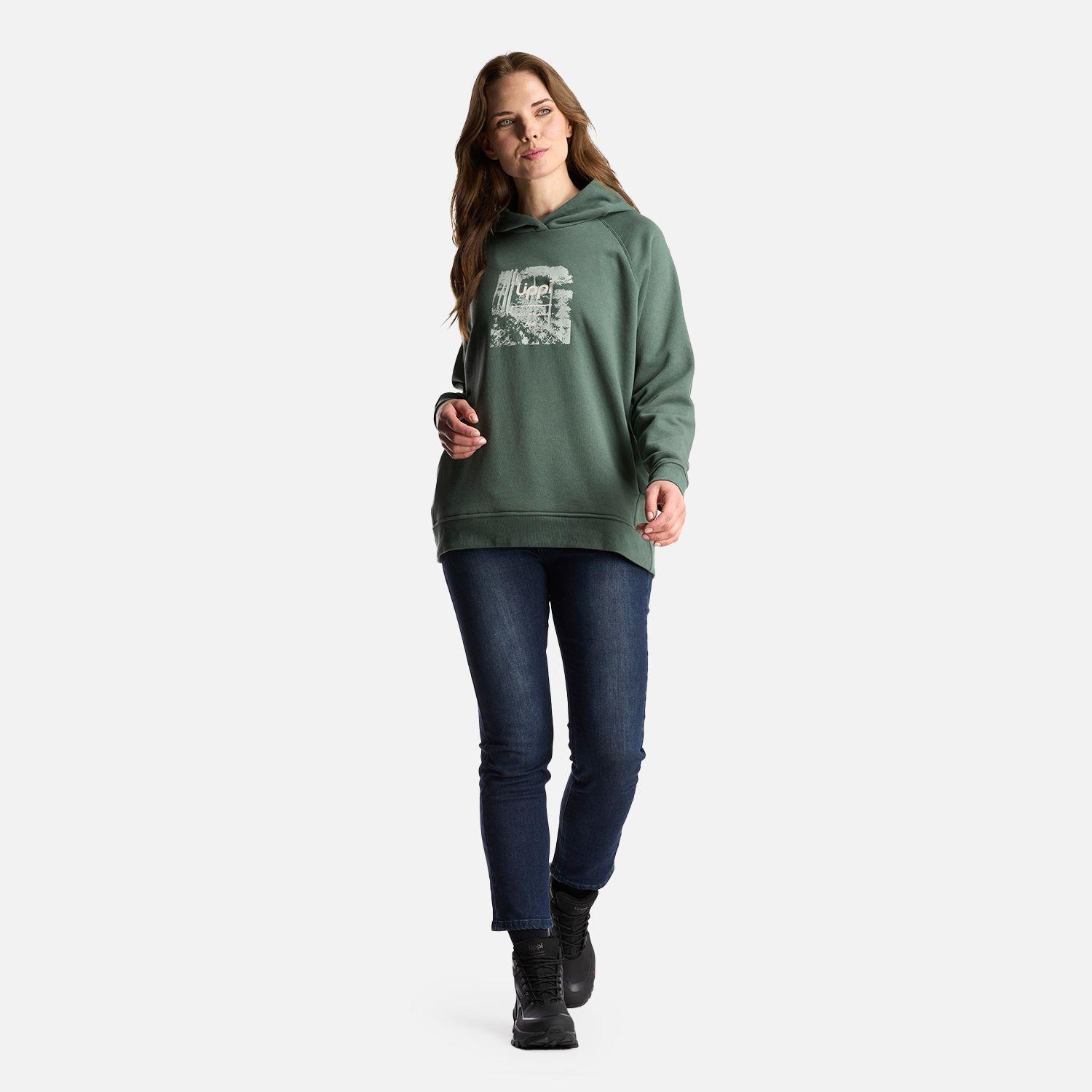 Poleron Mujer Insigne Hoody Sweatshirt Front Print Verde Musgo Lippi-7