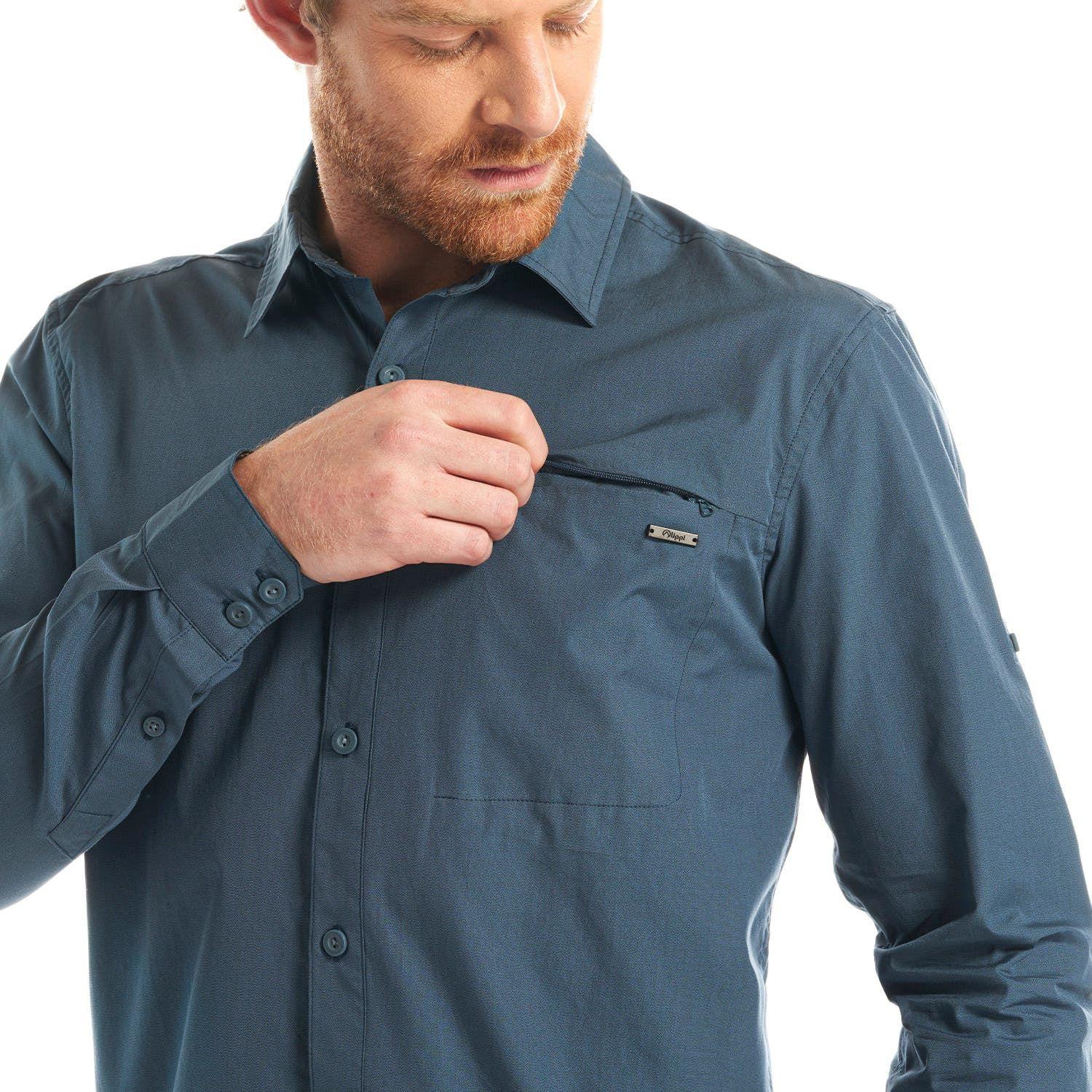 Camisa Hombre Alloy Long Sleeve Shirt Melange Azul Marino Lippi V23-6