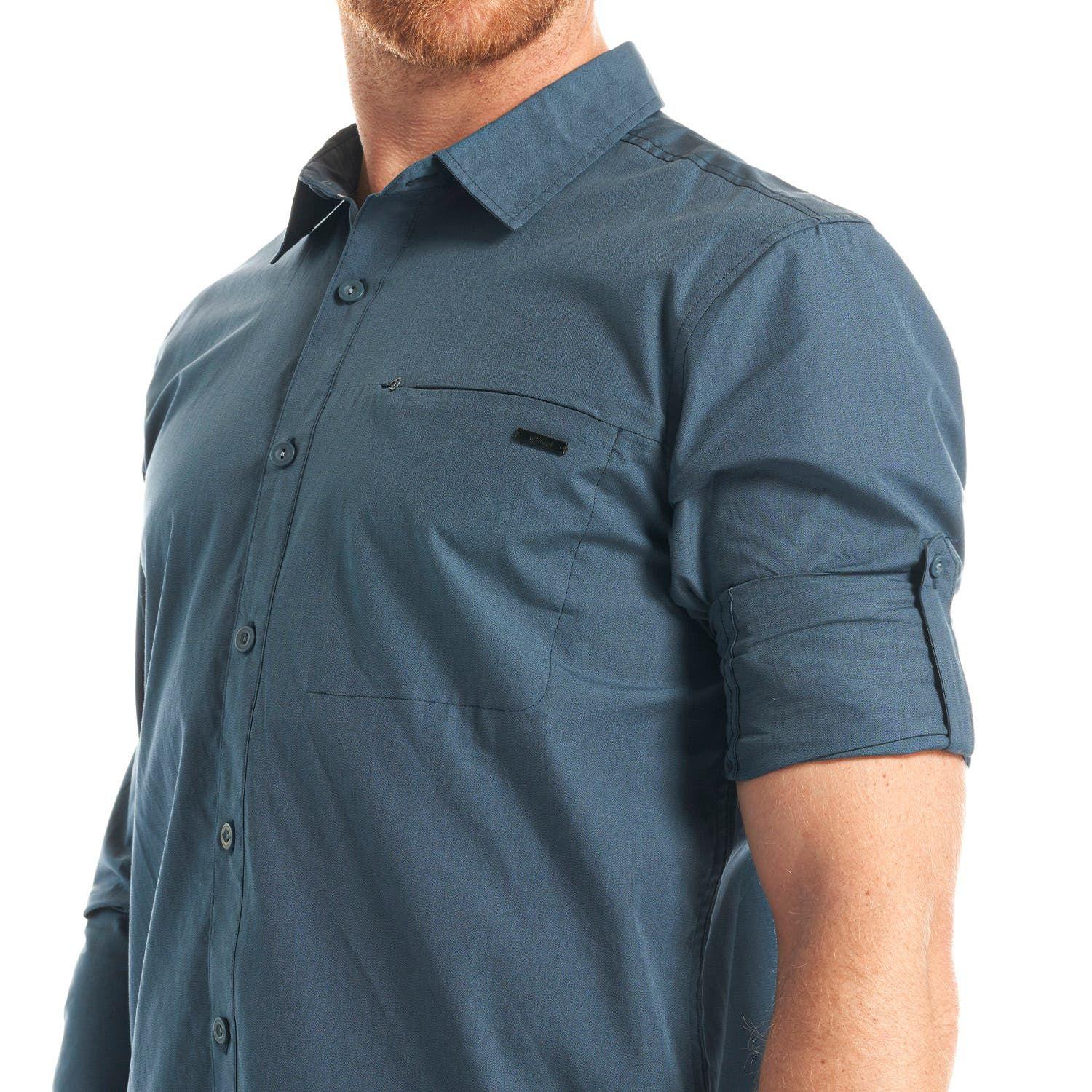 Camisa Hombre Alloy Long Sleeve Shirt Melange Azul Marino Lippi V23-7