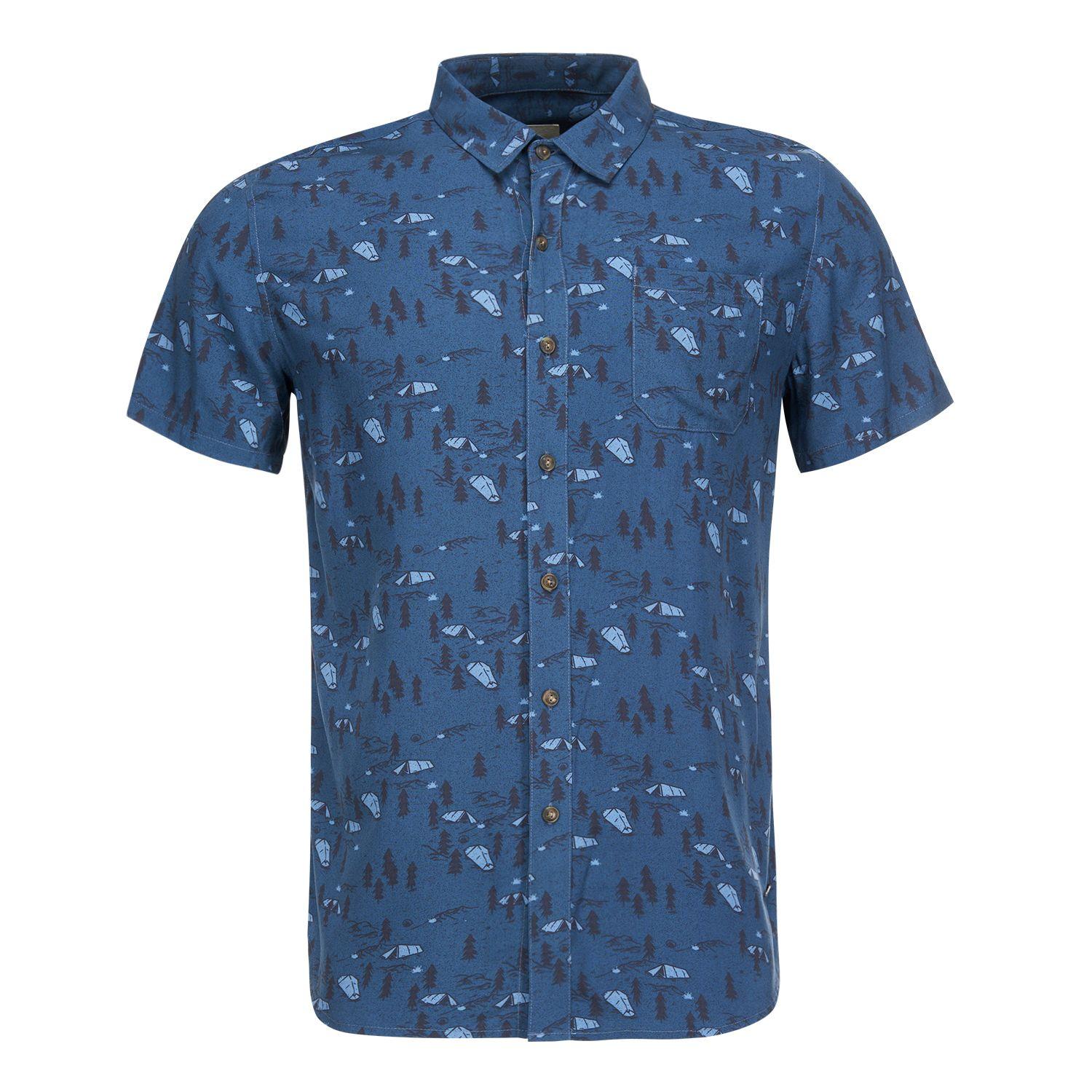 Camisa Hombre Woodpecker Short Sleeve Shirt Print Azul Lippi V21-0