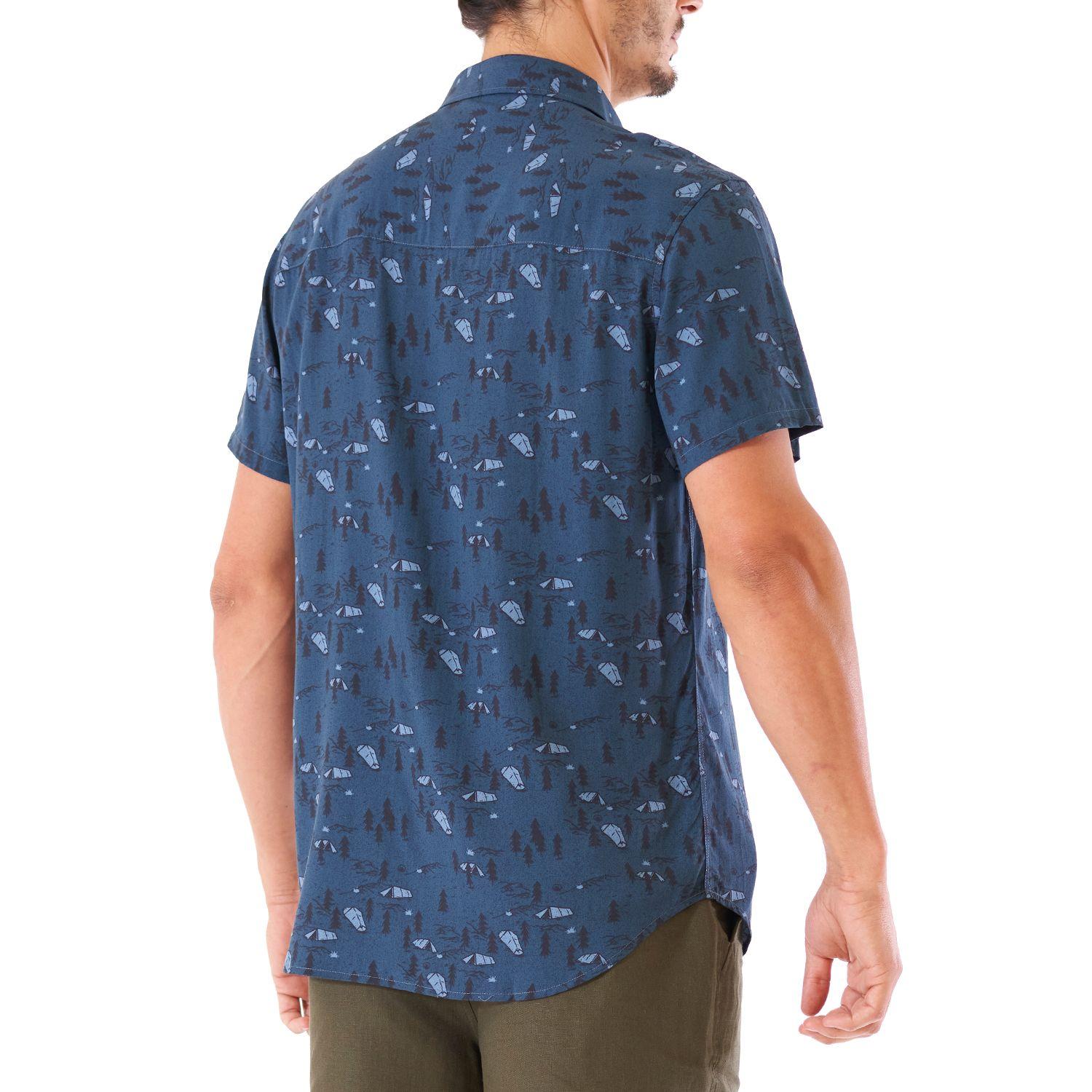 Camisa Hombre Woodpecker Short Sleeve Shirt Print Azul Lippi V21-3