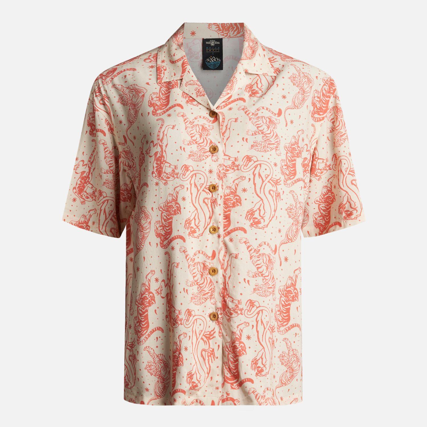 Camisa Mujer Cola de Tigre Print Beige Haka Honu-0