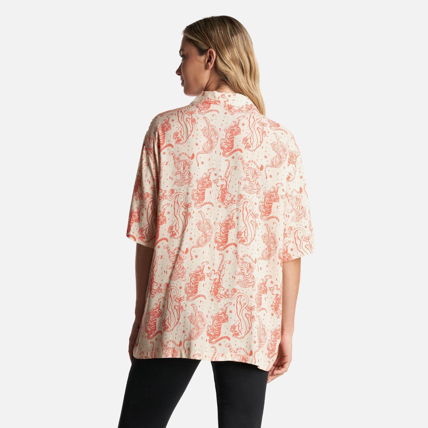 Camisa Mujer Cola de Tigre Print Beige Haka Honu-3