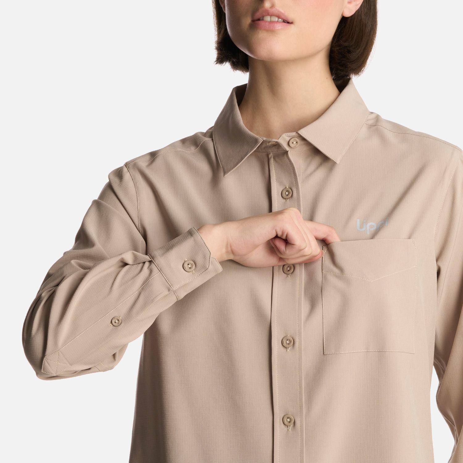 Camisa Mujer Murallon Q-Dry Shirt Taupe Lippi-3