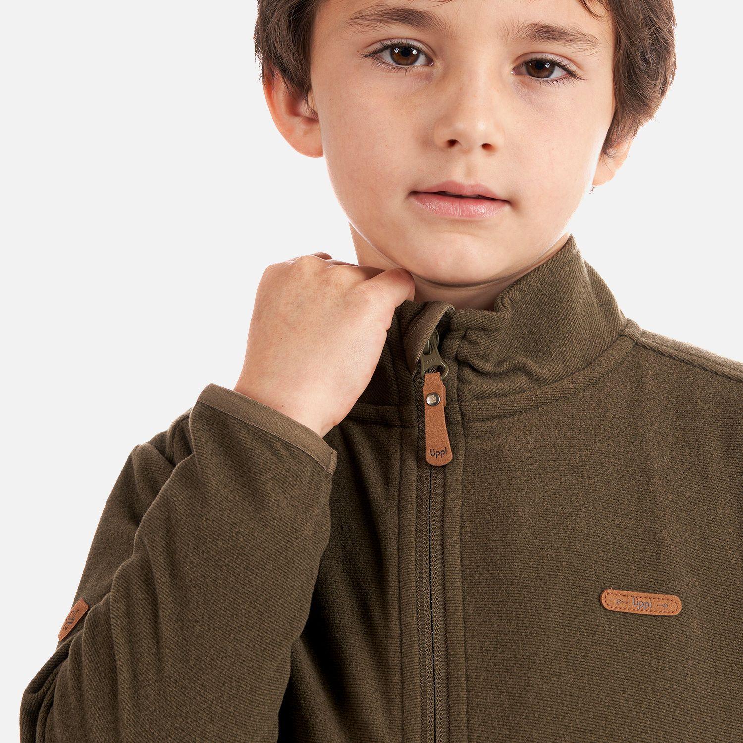 Poleron Niño Stripes Nano-F Full Zip Café Pardo Lippi-4
