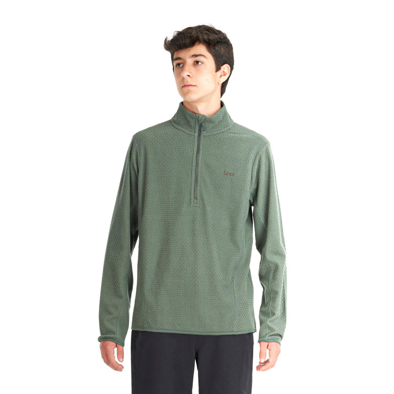 Poleron Teen Boy Mild Nano-F 14 Zip Verde Grisaceo Lippi-1