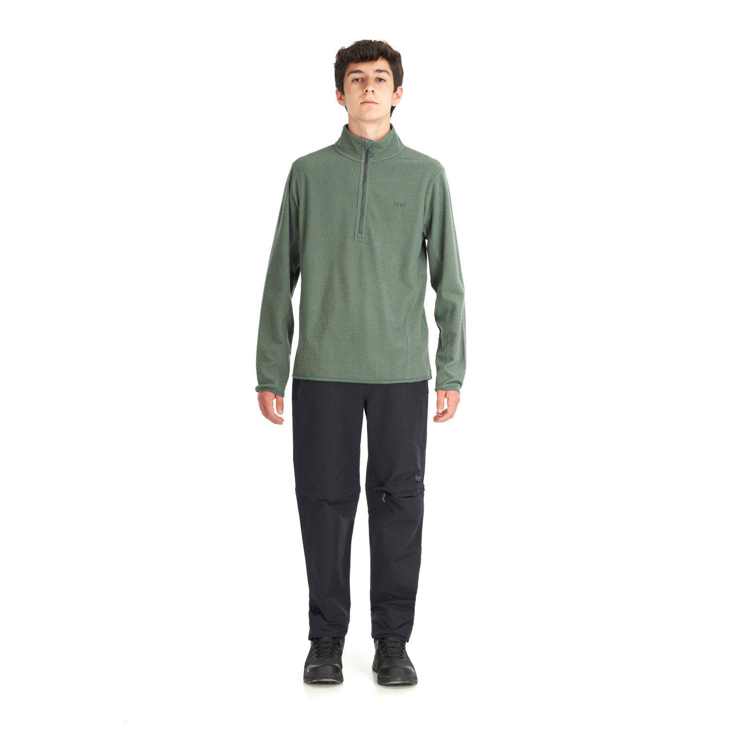 Poleron Teen Boy Mild Nano-F 14 Zip Verde Grisaceo Lippi-5