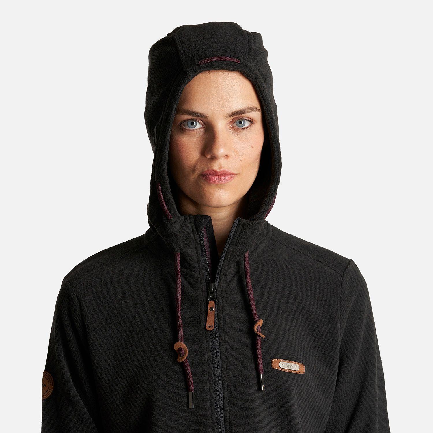 Poleron Mujer Stripes Nano-F Full Zip Hoody Negro Lippi I23-4