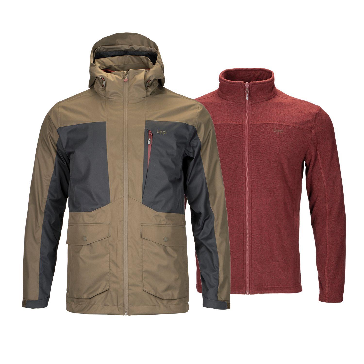 Chaqueta Hombre Tres Cruces Fusion-3 Hoody Jacket Verde Burdeo Lippi-0