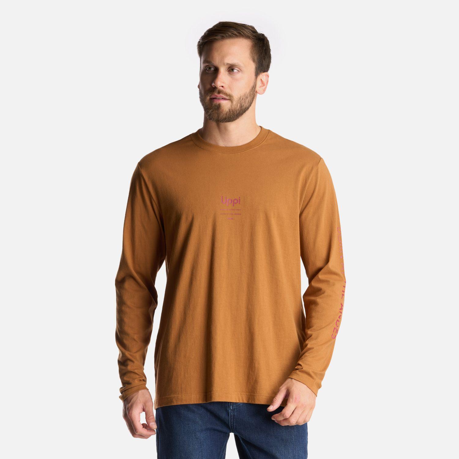 Polera Hombre Logo Lippi Long Sleeve T-Shirt Cafe Claro Lippi-1