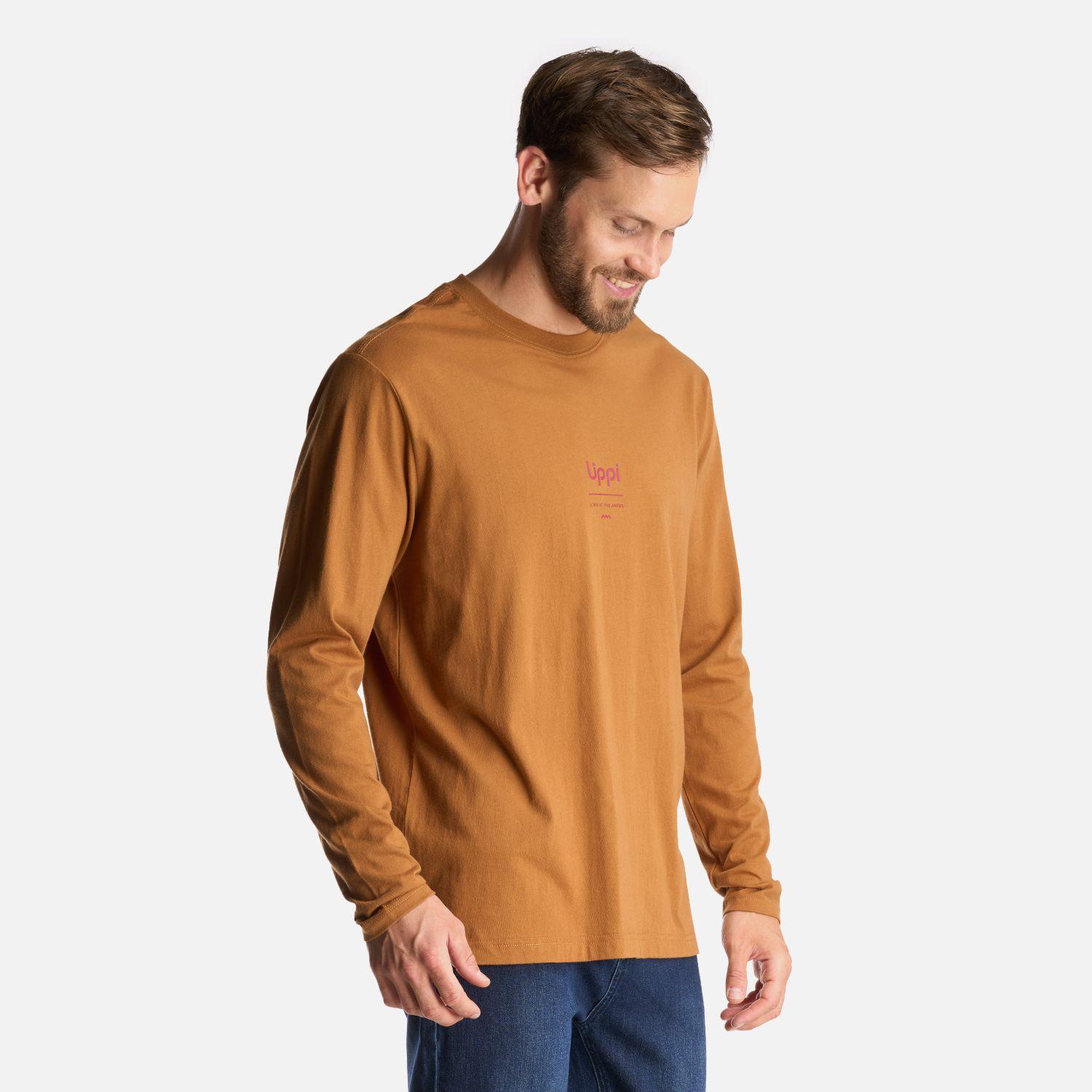 Polera Hombre Logo Lippi Long Sleeve T-Shirt Cafe Claro Lippi-2