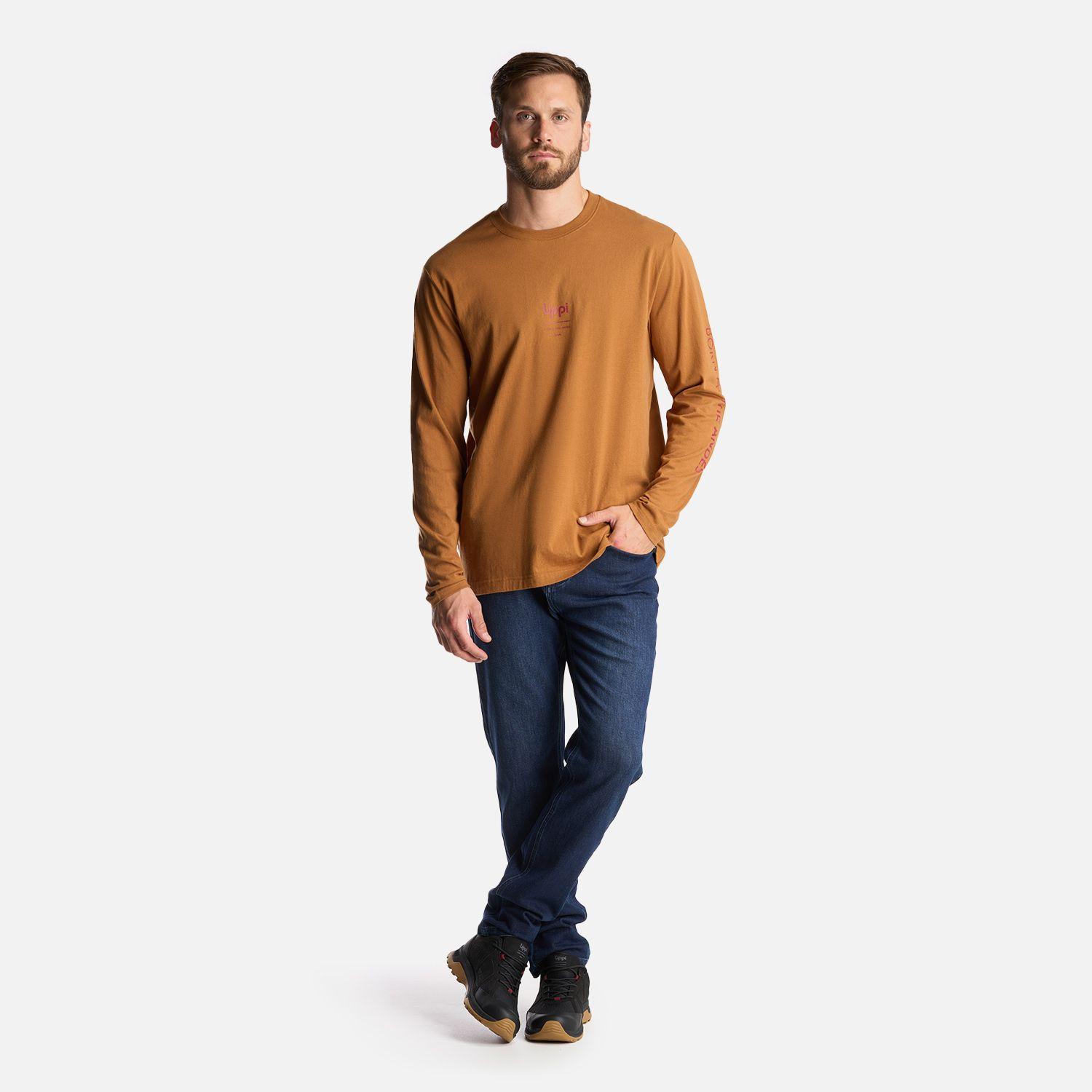 Polera Hombre Logo Lippi Long Sleeve T-Shirt Cafe Claro Lippi-7