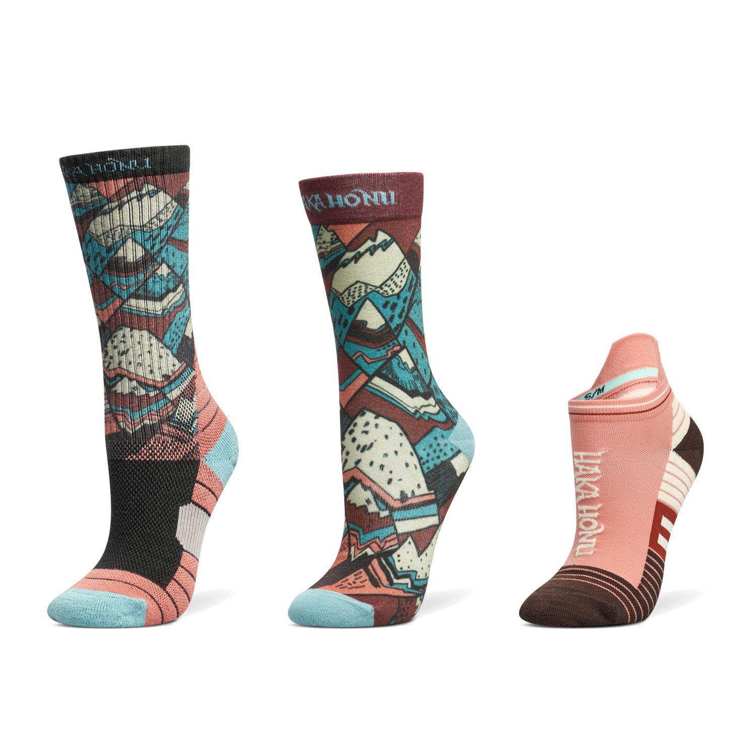 Calcetin Mujer Pack Cordillera Burdeo, Turqueza, Coral 039 Lippi-1