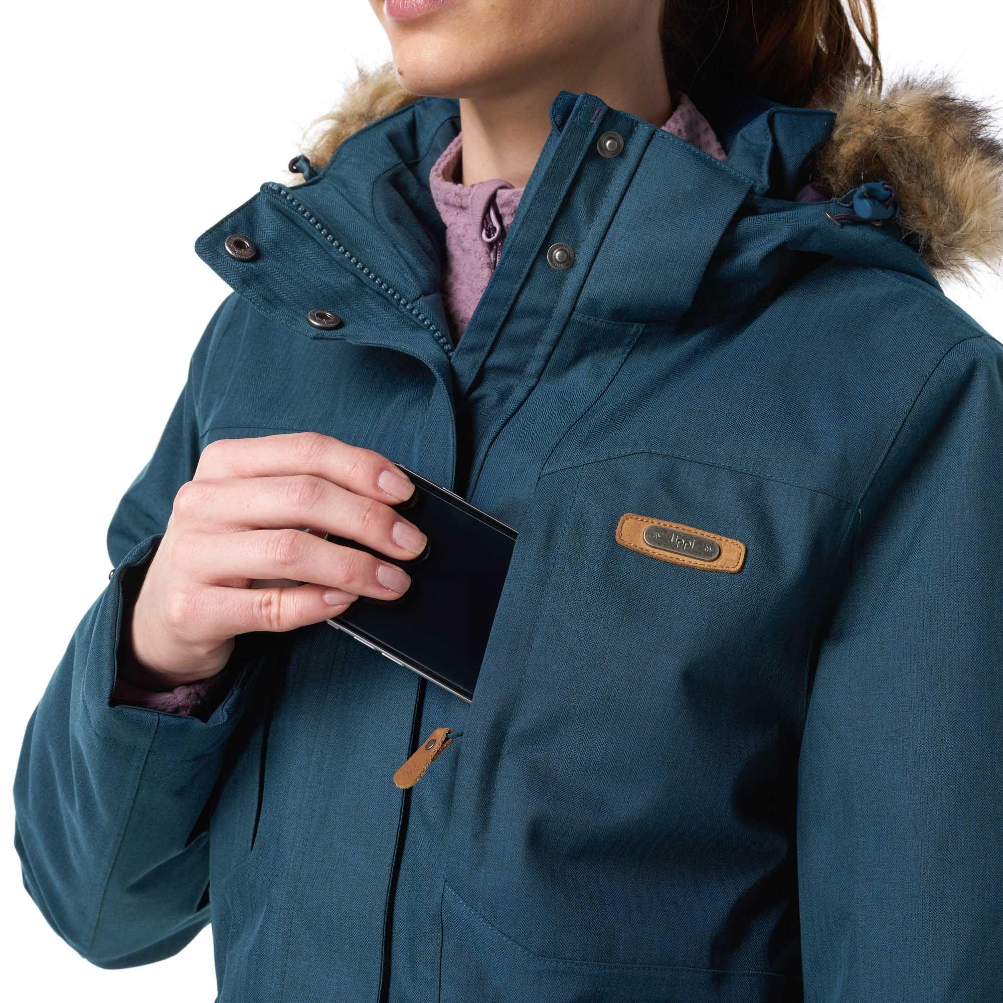 Chaqueta Mujer Roble B-Dry Hoody Jacket Melange Azul Noche Lippi-5