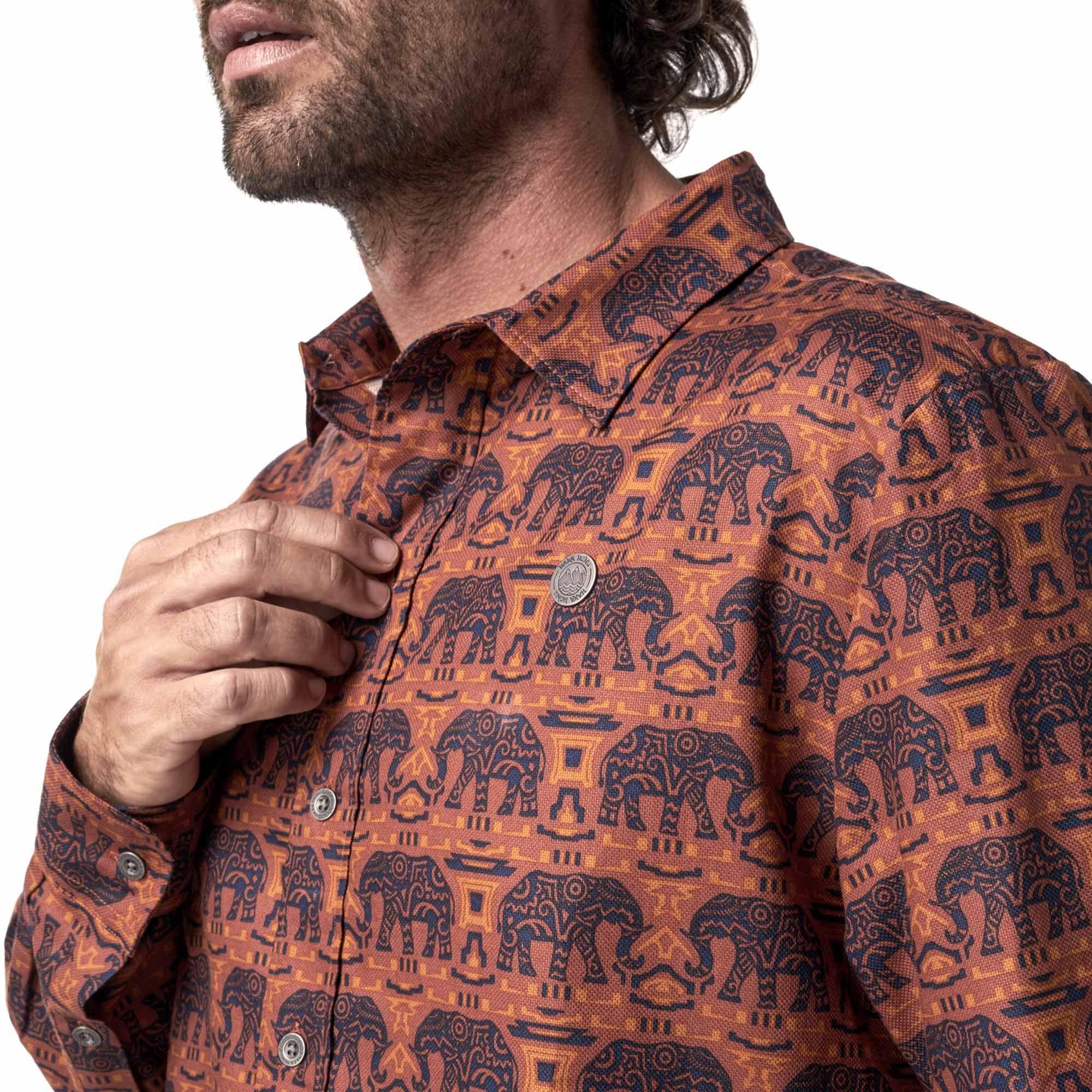Camisa Hombre Lazlo California Print Naranjo Haka Honu-3