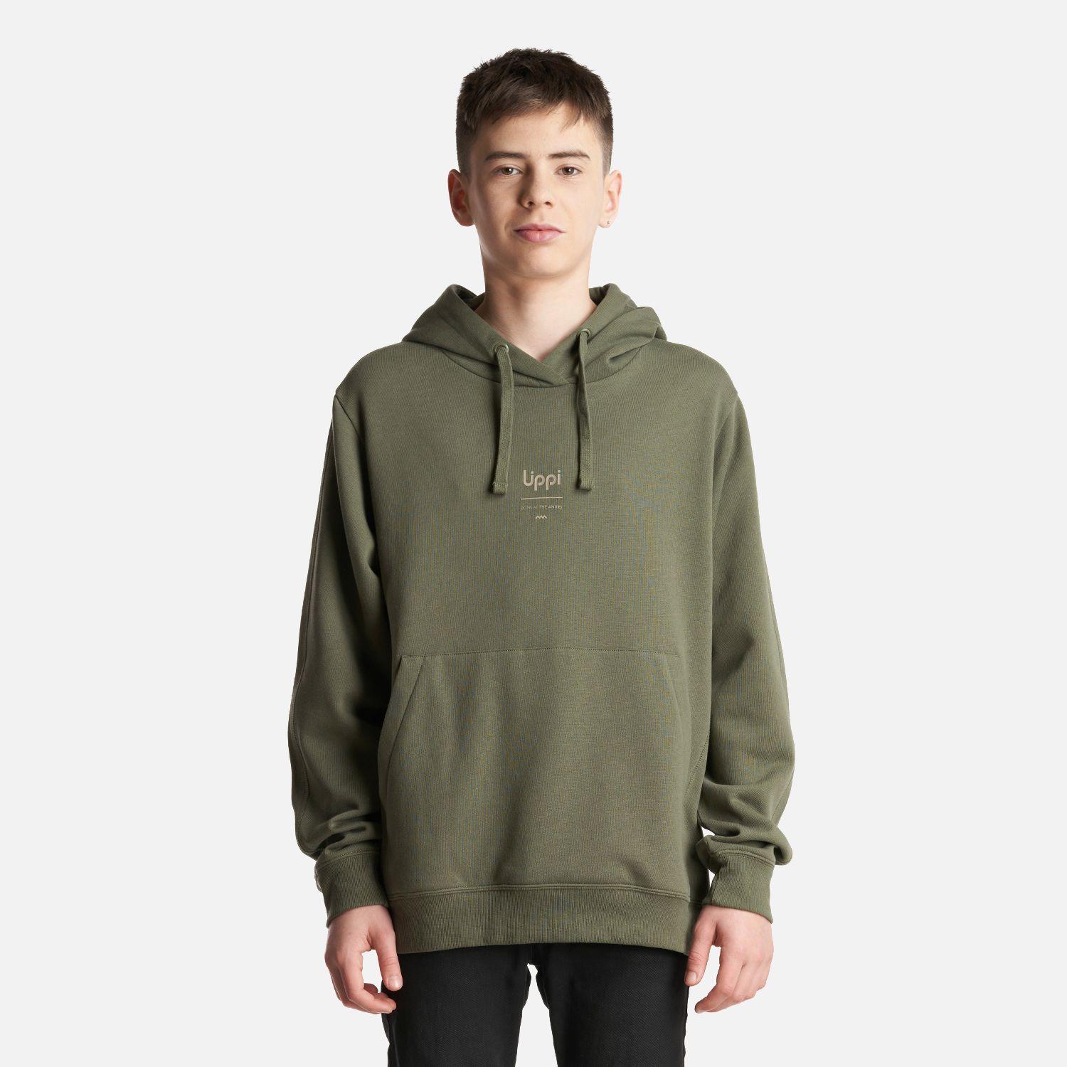 Poleron Teen Boy Ulmo Mid Point Hoody Sweatshirt Verde Musgo Lippi-1