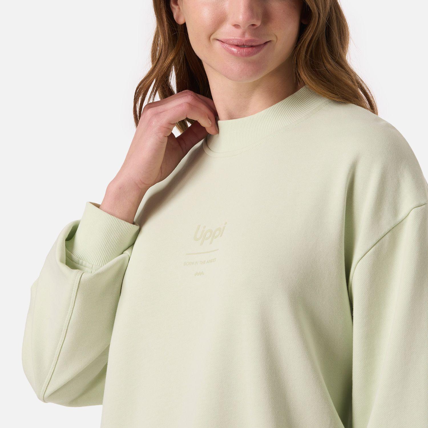 Polerón Mujer Ulmo Light Mid Point Crewneck Sweatshirt Gris/Verde V26-3