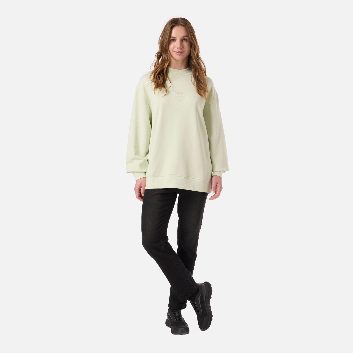 Polerón Mujer Ulmo Light Mid Point Crewneck Sweatshirt Gris/Verde V26-4