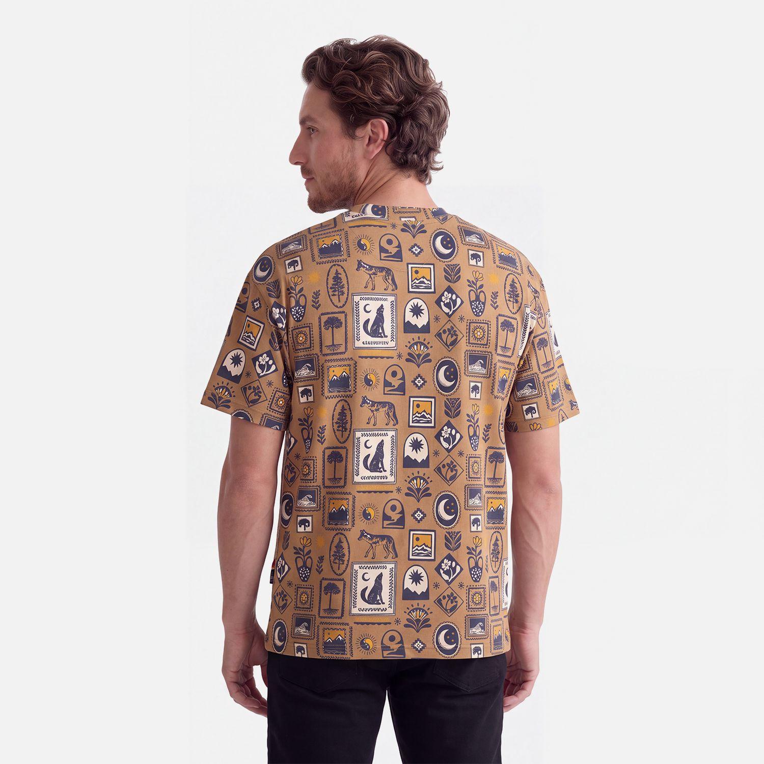 Polera Hombre Reliquias Print Cafe Claro Haka Honu V27-2