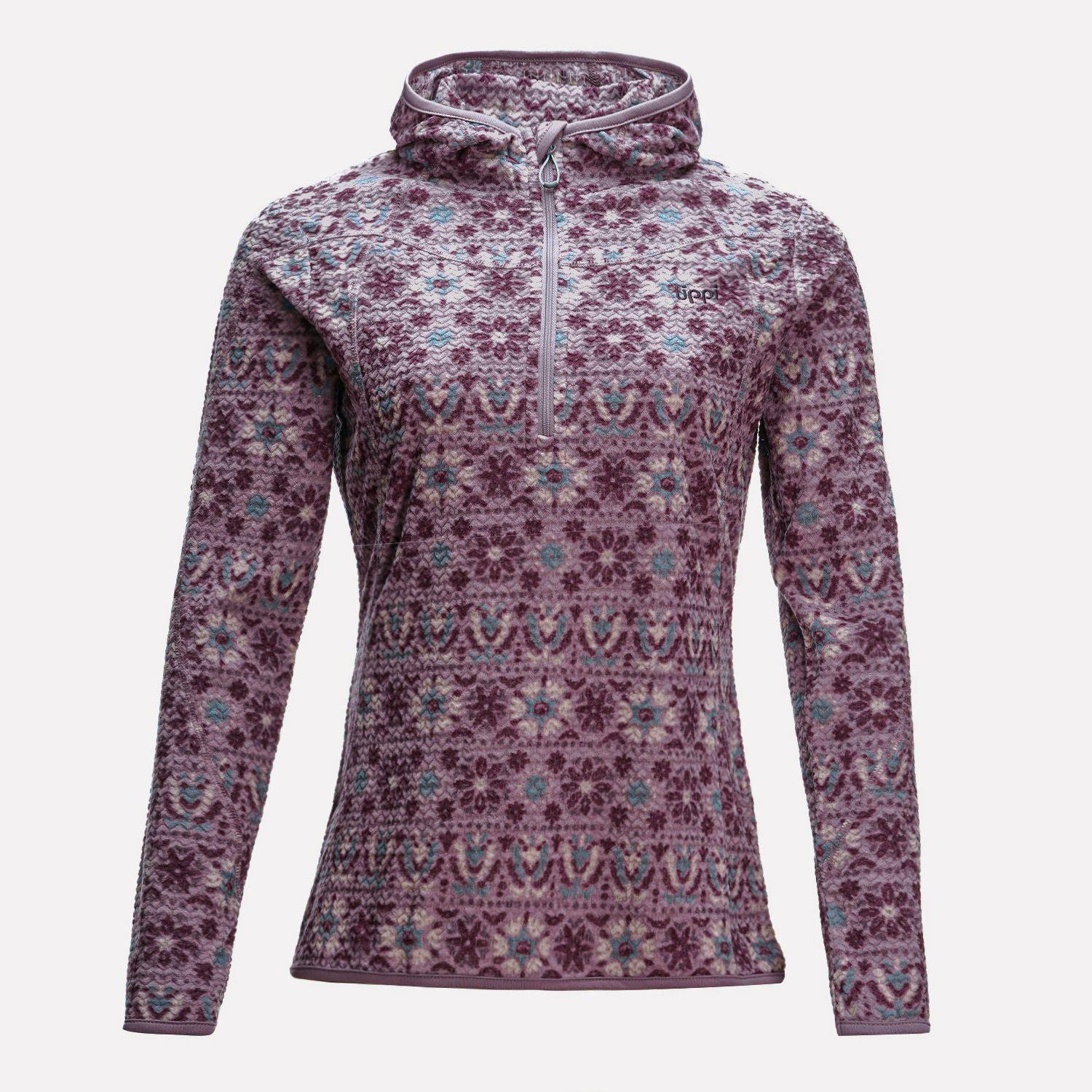 Poleron Mujer Jacaranda Nano-F 14 Zip Hoody Print Palo Rosa Lippi-0