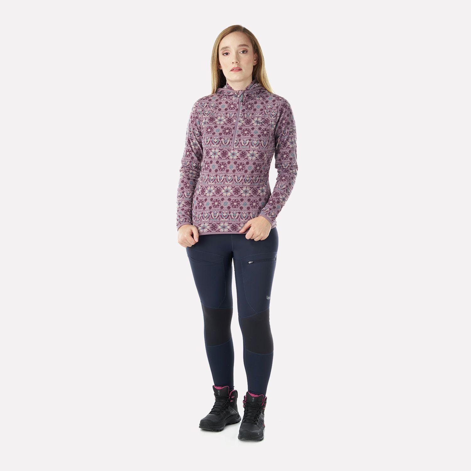 Poleron Mujer Jacaranda Nano-F 14 Zip Hoody Print Palo Rosa Lippi-4