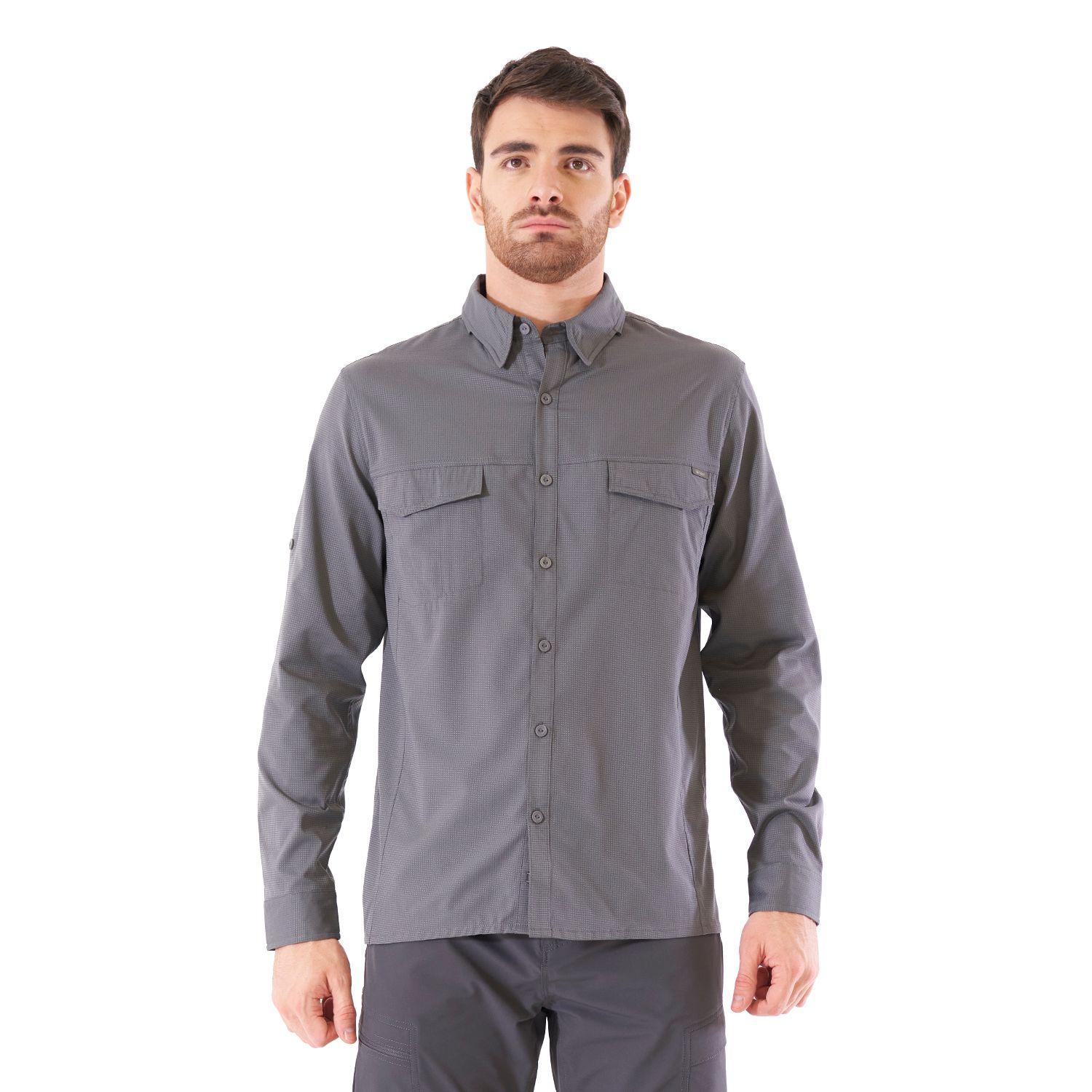 Camisa Hombre Rosselot Long Sleeve Q-Dry Shirt Gris Medio Lippi V21-1