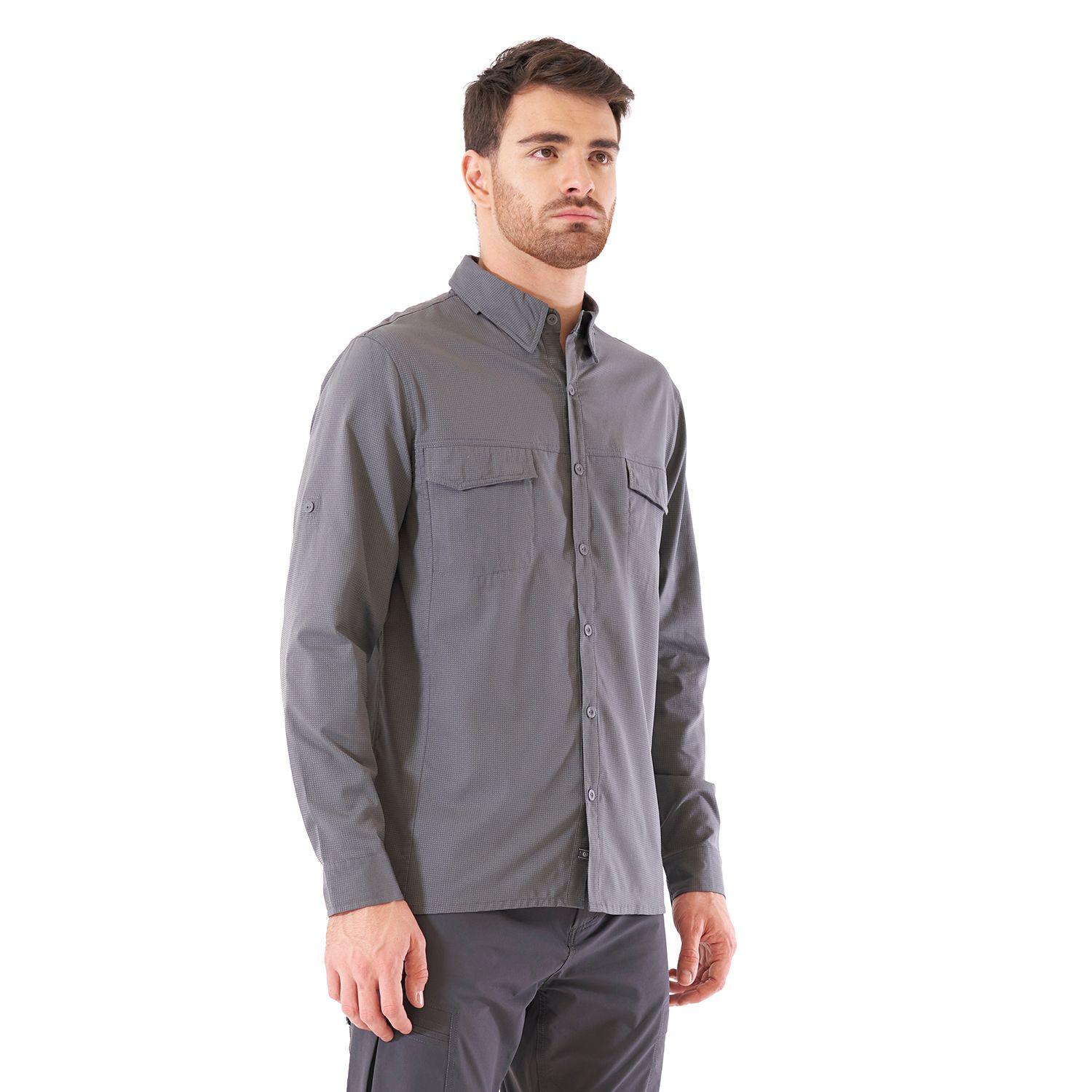 Camisa Hombre Rosselot Long Sleeve Q-Dry Shirt Gris Medio Lippi V21-2