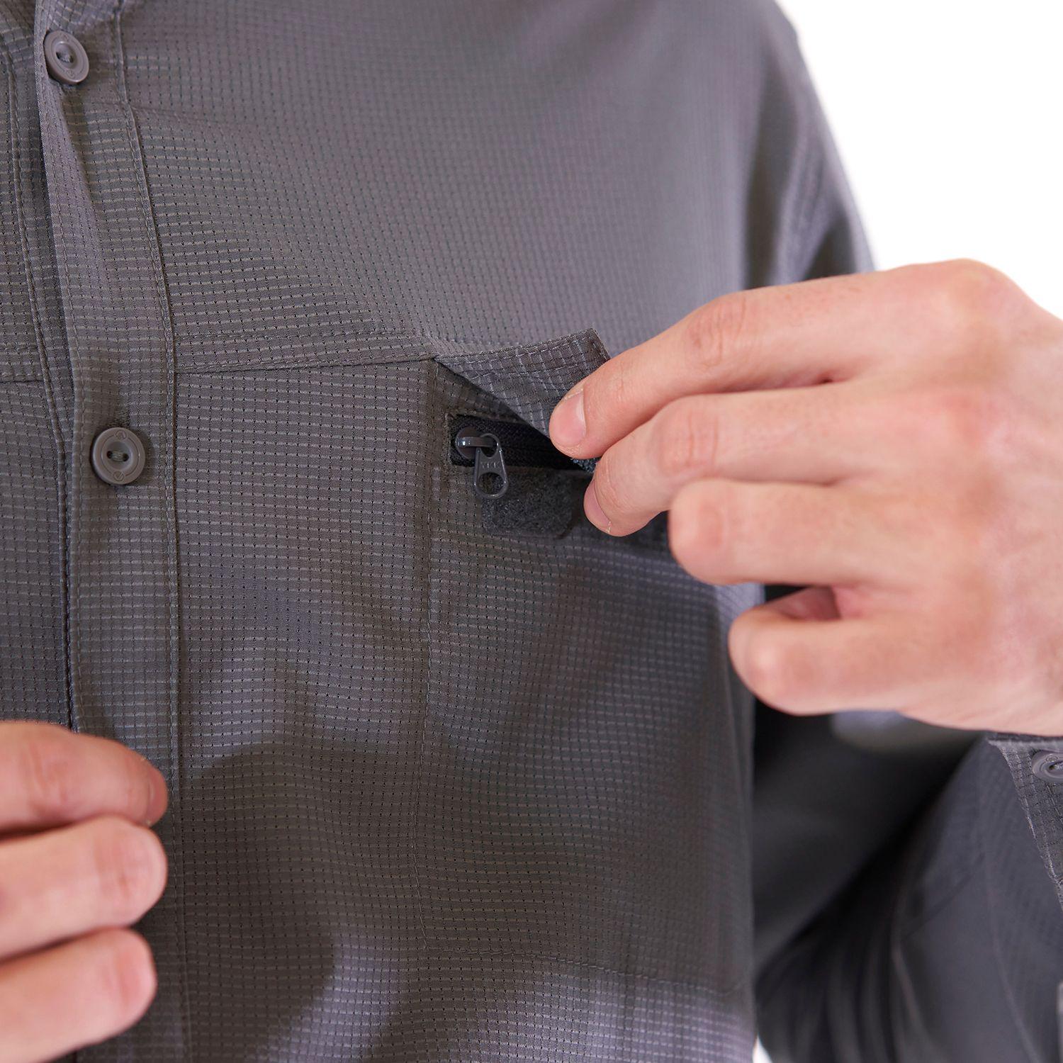 Camisa Hombre Rosselot Long Sleeve Q-Dry Shirt Gris Medio Lippi V21-5