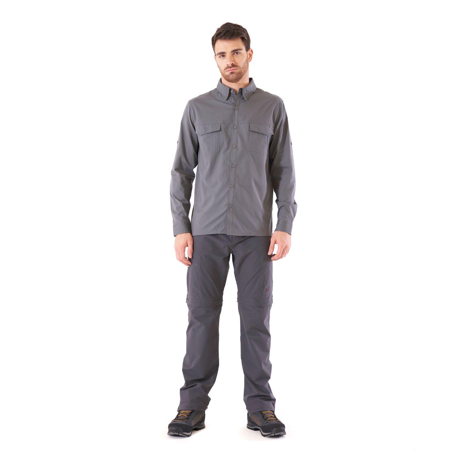 Camisa Hombre Rosselot Long Sleeve Q-Dry Shirt Gris Medio Lippi V21-9