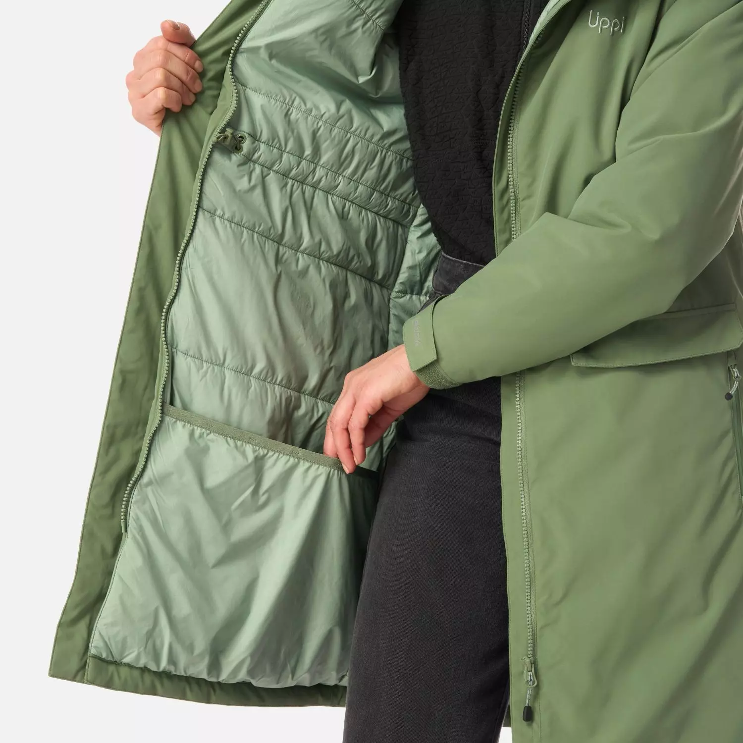Chaqueta Mujer Mountains Live B-dry Steam-Pro Long Jacket Jade Oscuro Lippi I26-7