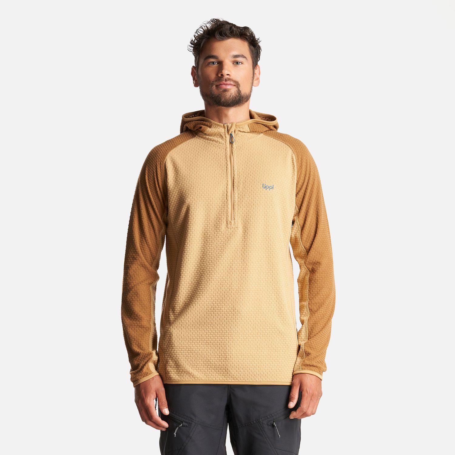 Poleron Hombre Jacaranda Nano-F 1/4 Zip Hoody Taupe Lippi-1
