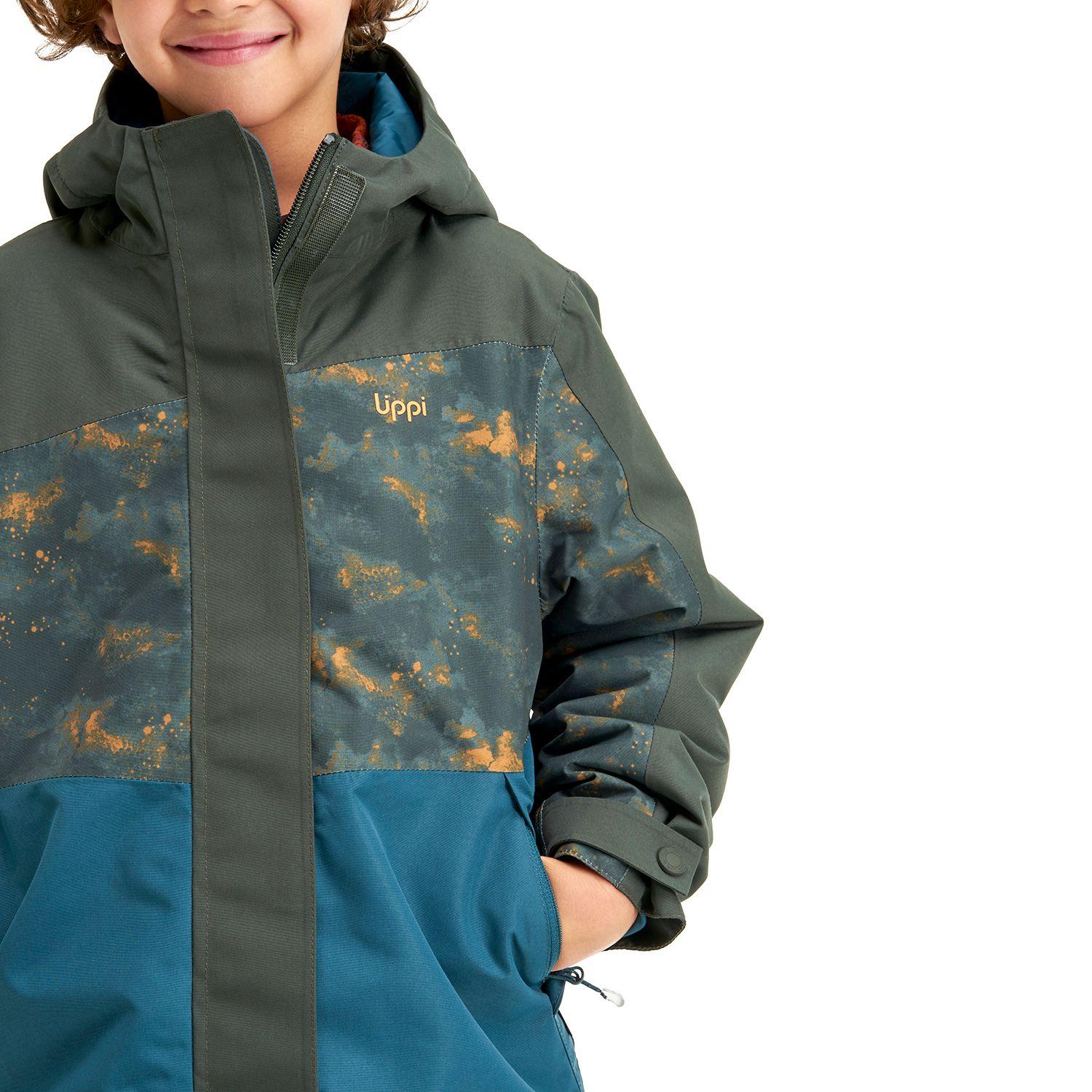 Chaqueta Niño Andes Snow B-Dry Hoody Jacket Verde Oscuro / Print Verde Lippi-4