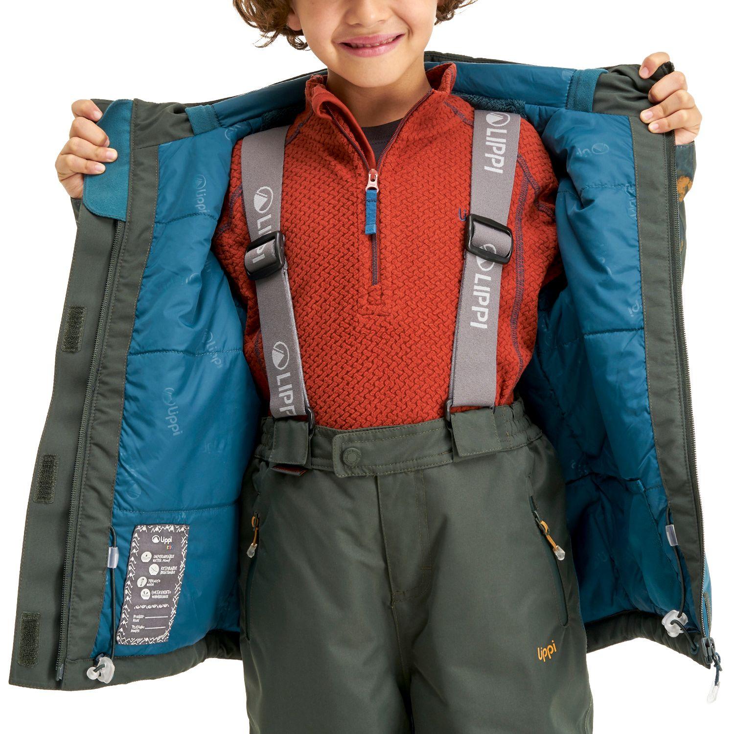 Chaqueta Niño Andes Snow B-Dry Hoody Jacket Verde Oscuro / Print Verde Lippi-5