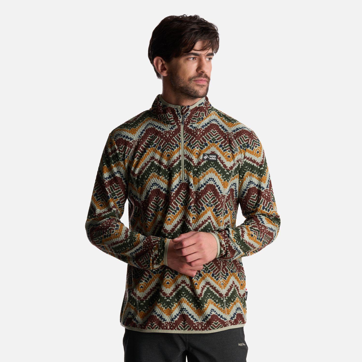 Poleron Hombre Taina Print Verde Haka Honu-1