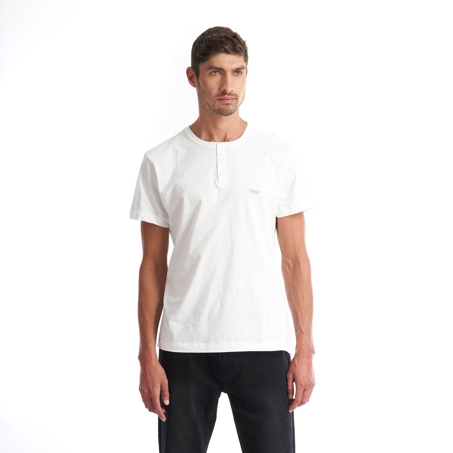 Polera Hombre Henley Organic T-Shirt Blanco Lippi-1