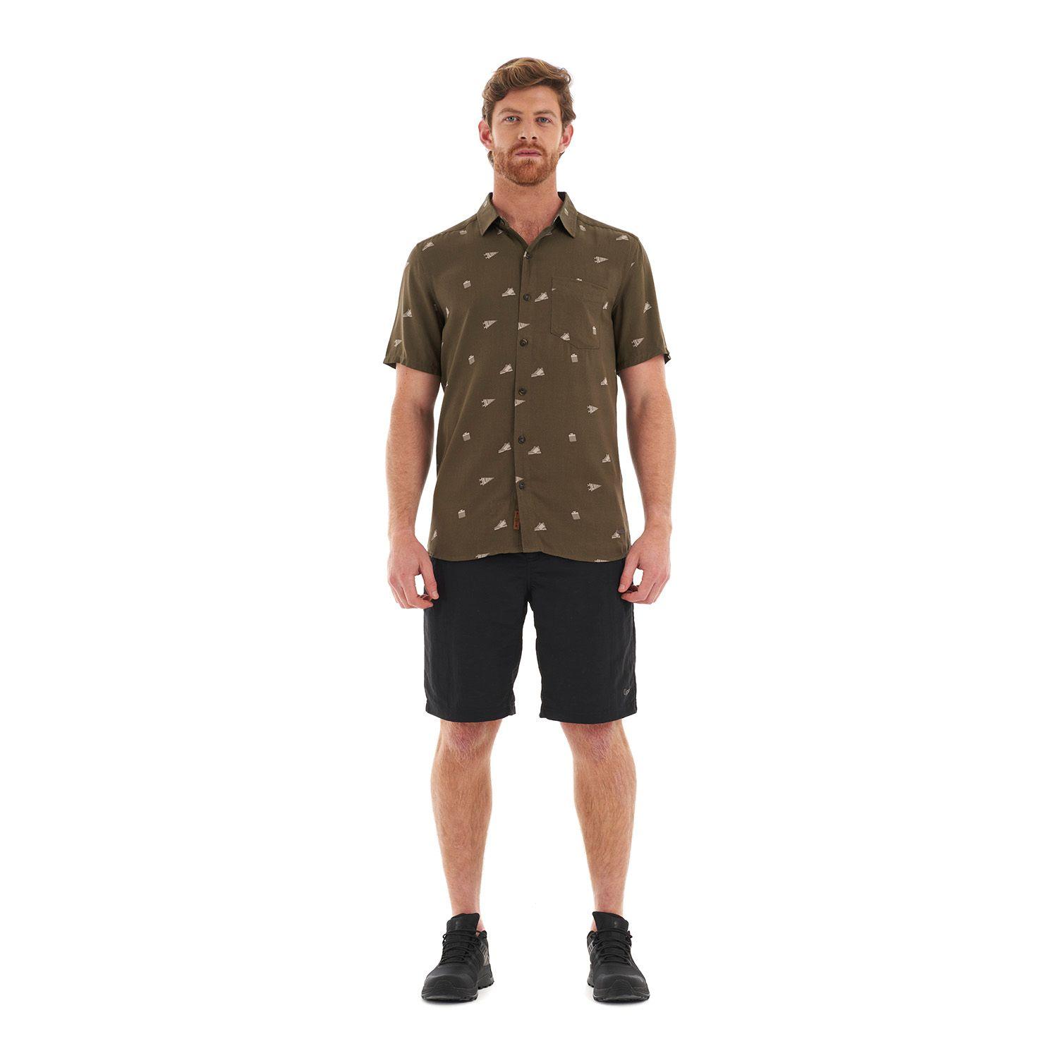 Camisa Hombre Camp Short Sleeve Shirt Print Verde Militar Lippi V22-7
