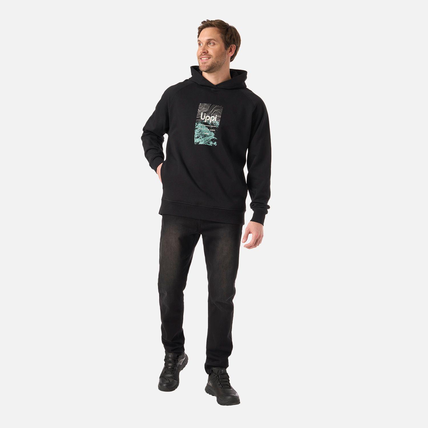 Polerón Hombre Insigne Hoody Sweatshirt Front Print Negro Lippi V26-5