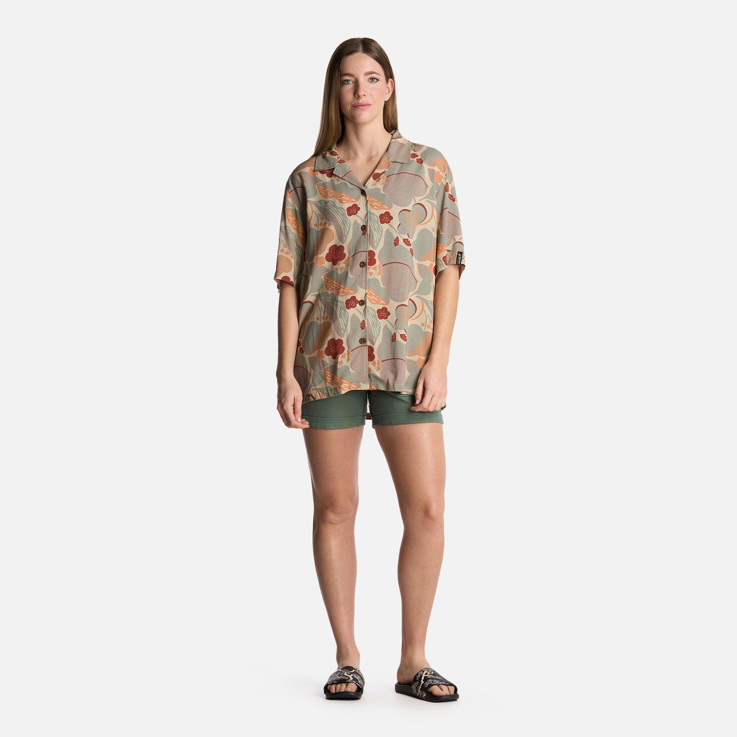 Camisa Mujer Hibiscus Print Crema Haka Honu-4