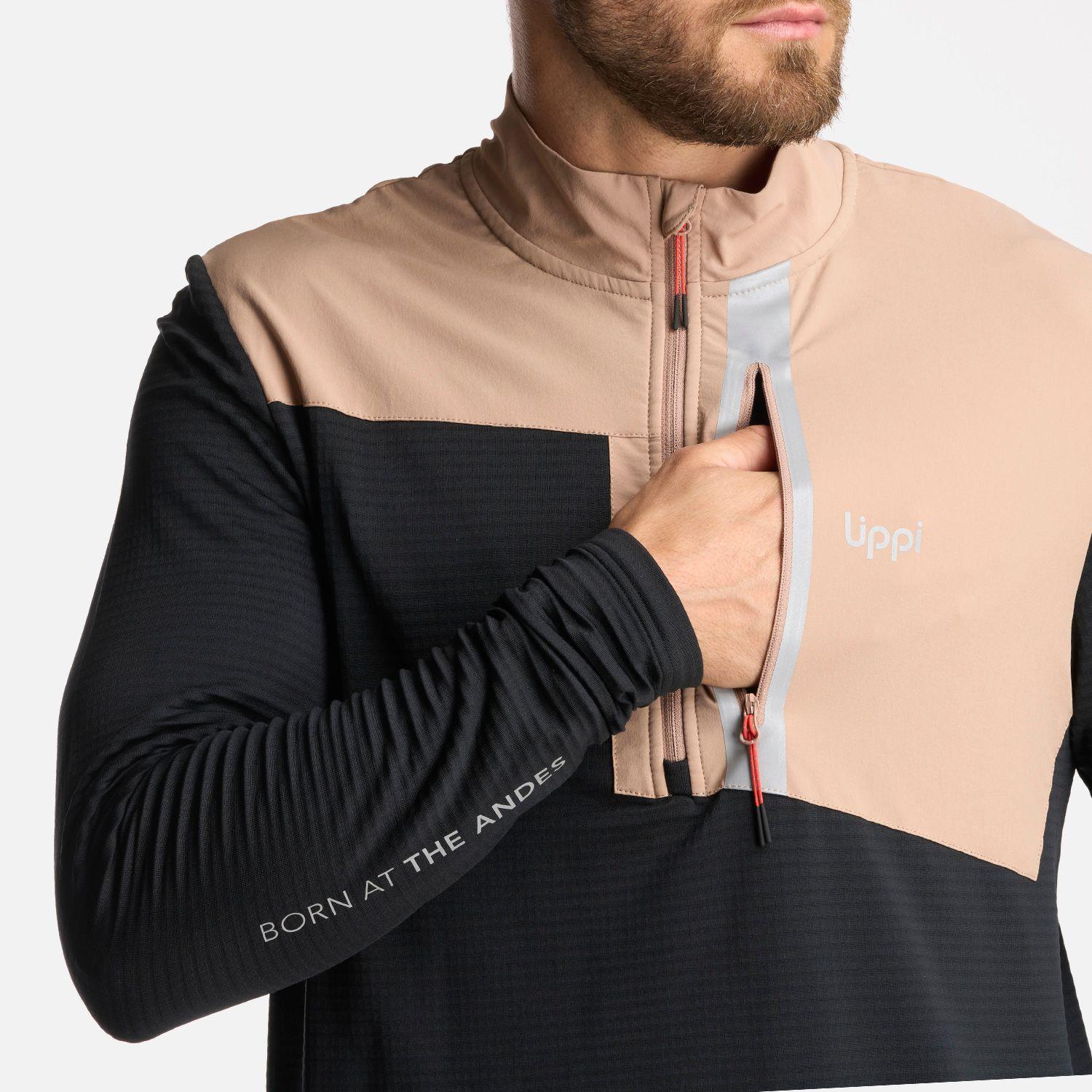 Poleron Hombre Karova Nano F 1/4 Zip Taupe Lippi-5