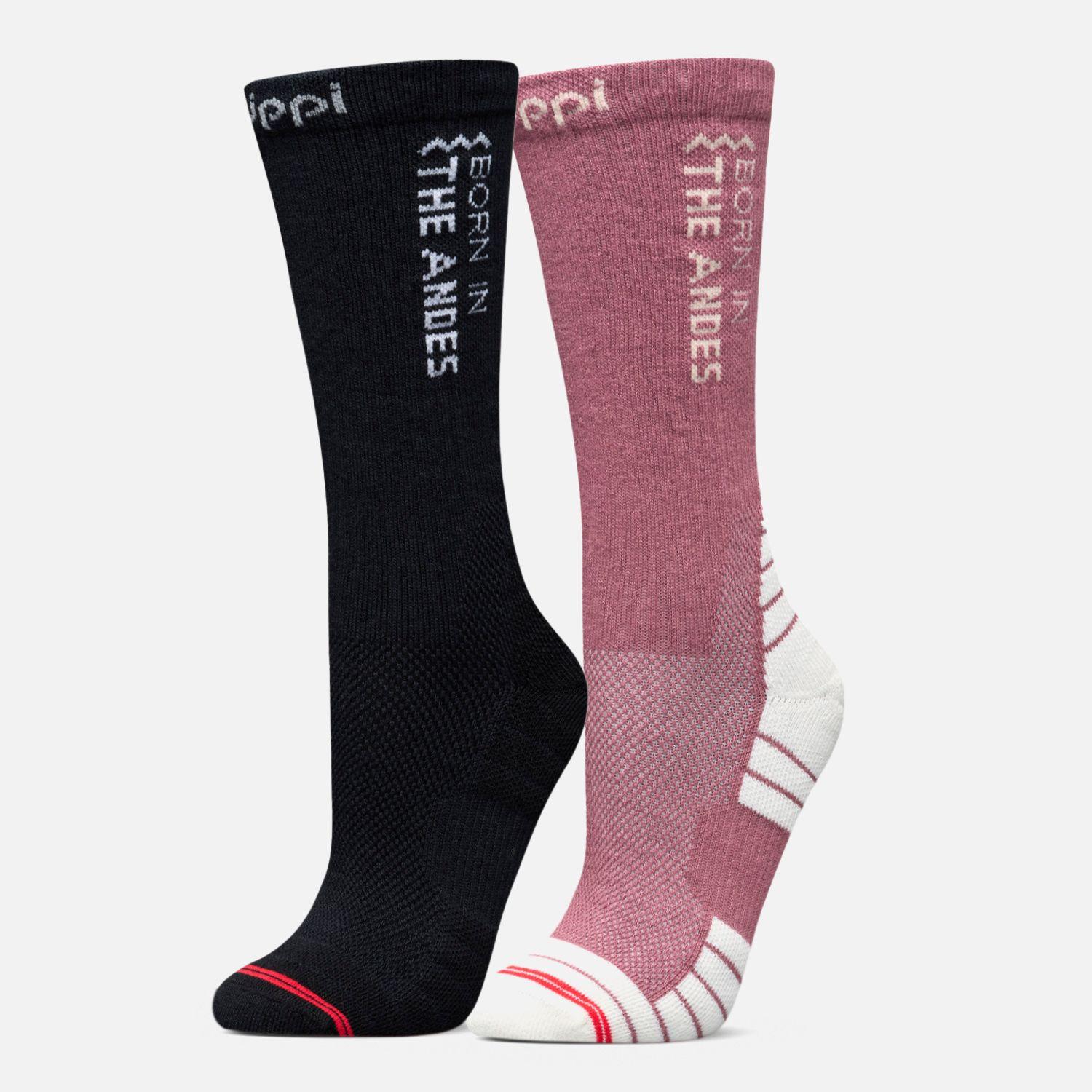 Calcetines Mujer Duo Trekking Light Pack Negro Rosado Oscuro Lippi V26-0