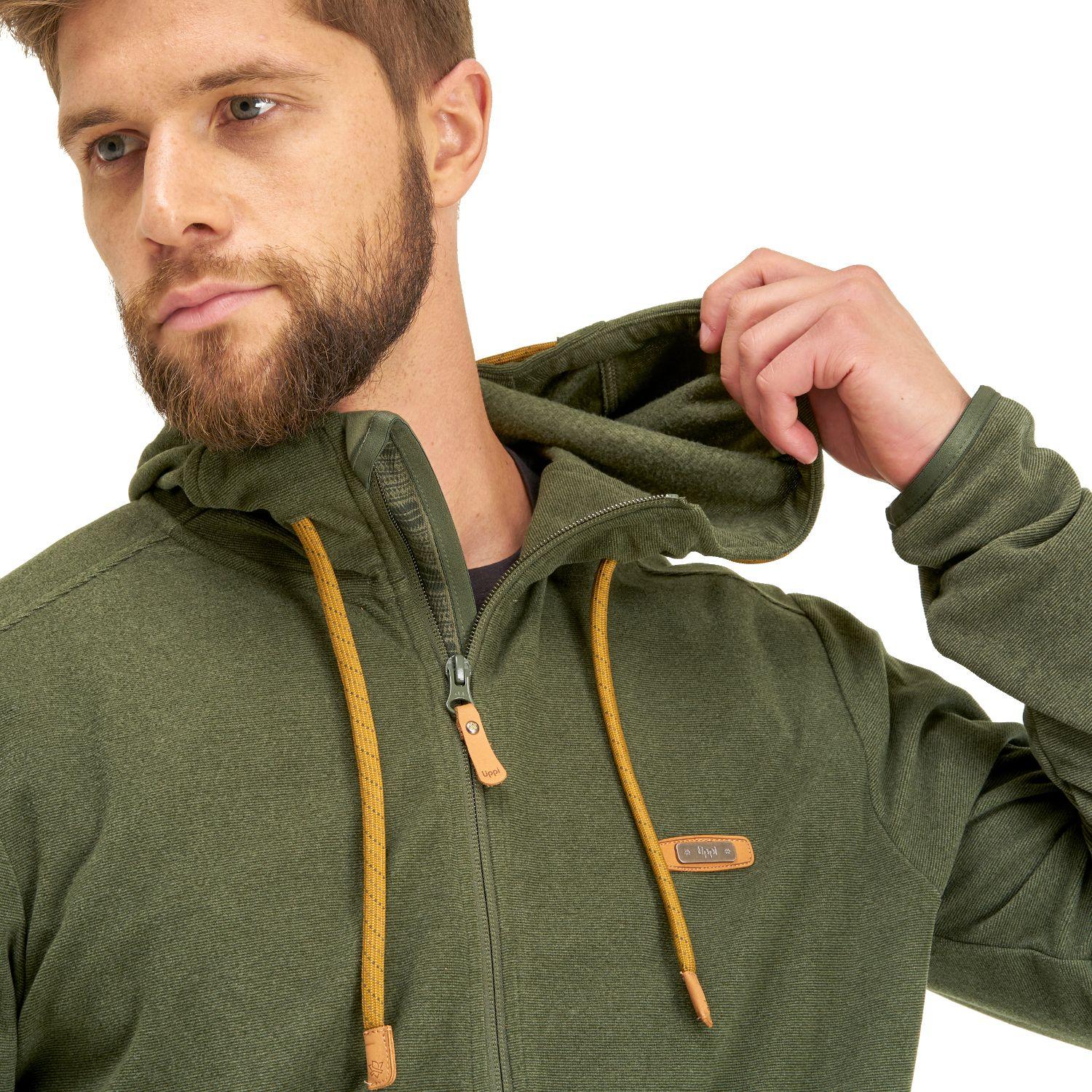 Poleron Hombre Stripes Nano-F Full Zip Hoody Verde Oscuro Lippi-4